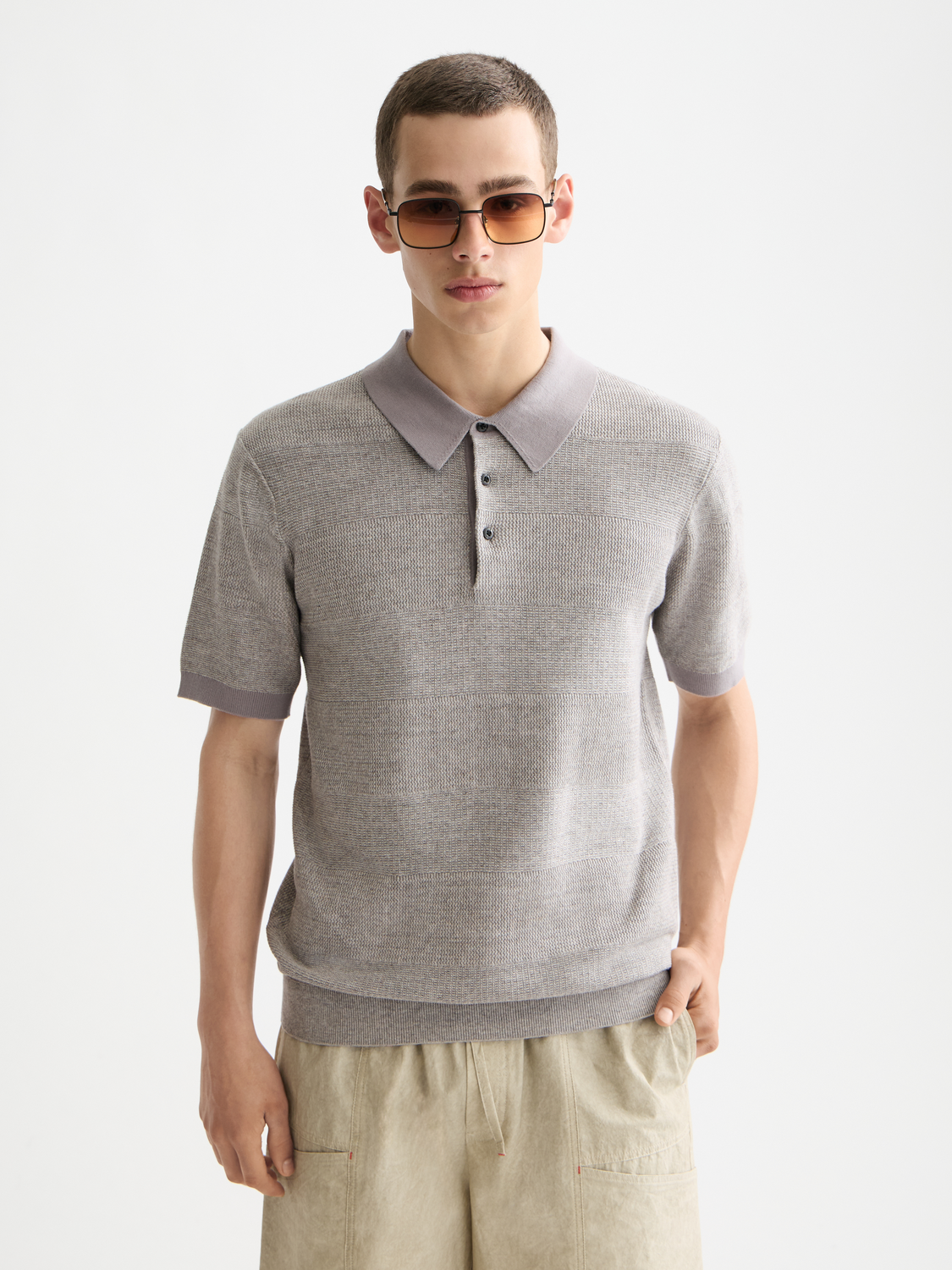 Knitted tonal striped polo - Scotch & Soda NZ