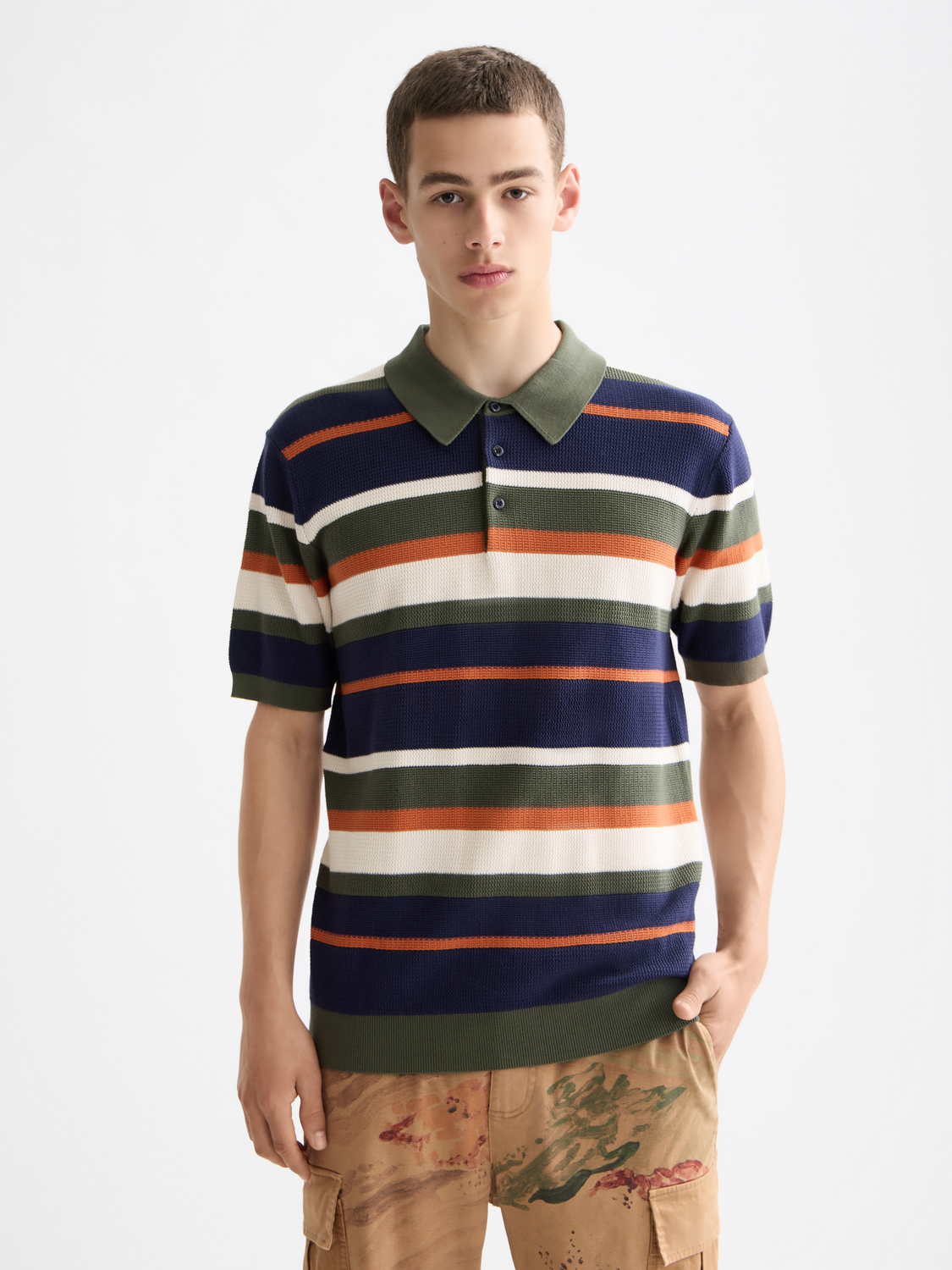Knitted striped polo - Scotch & Soda NZ