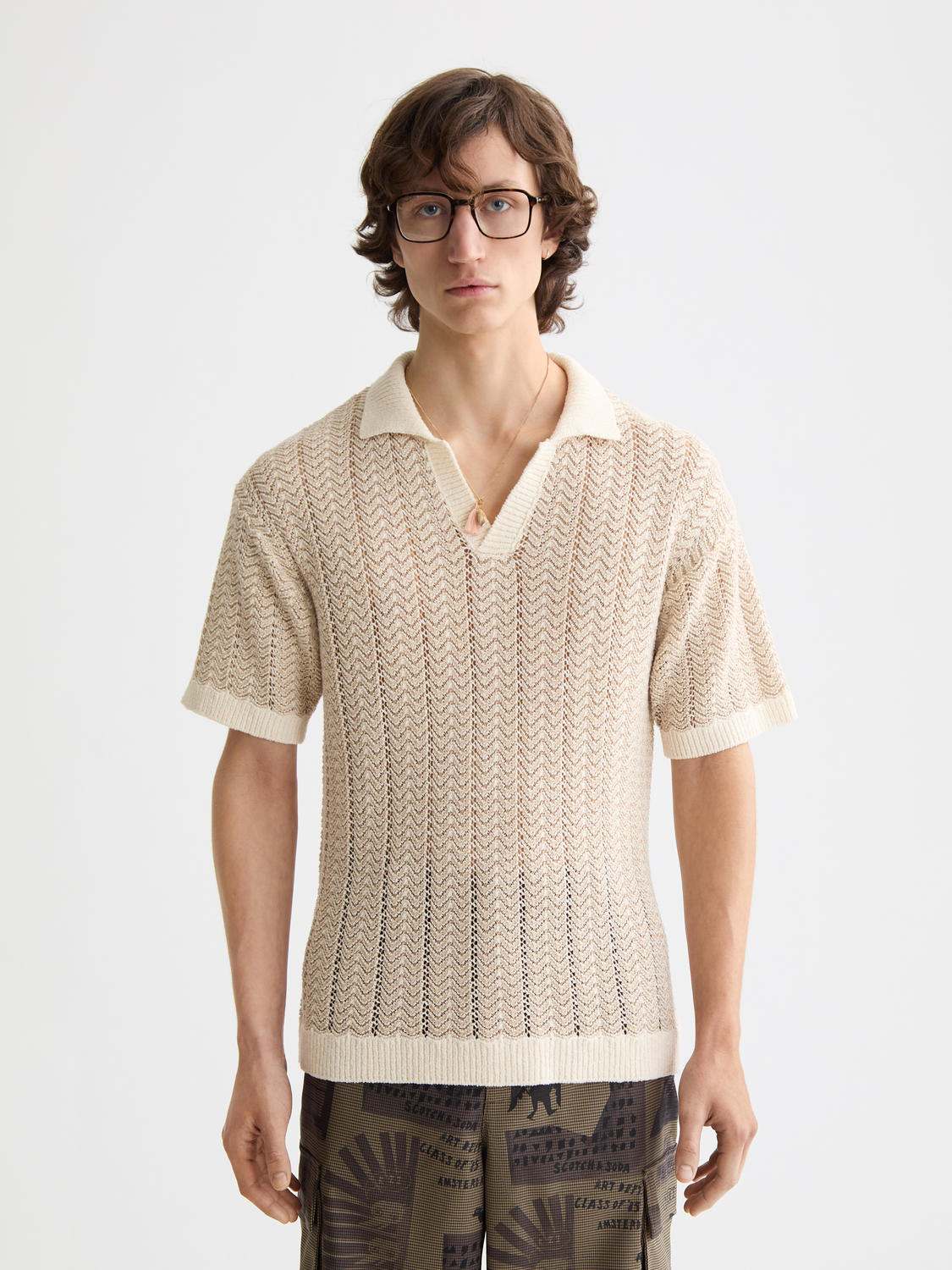 Knitted v-neck polo - Scotch & Soda NZ