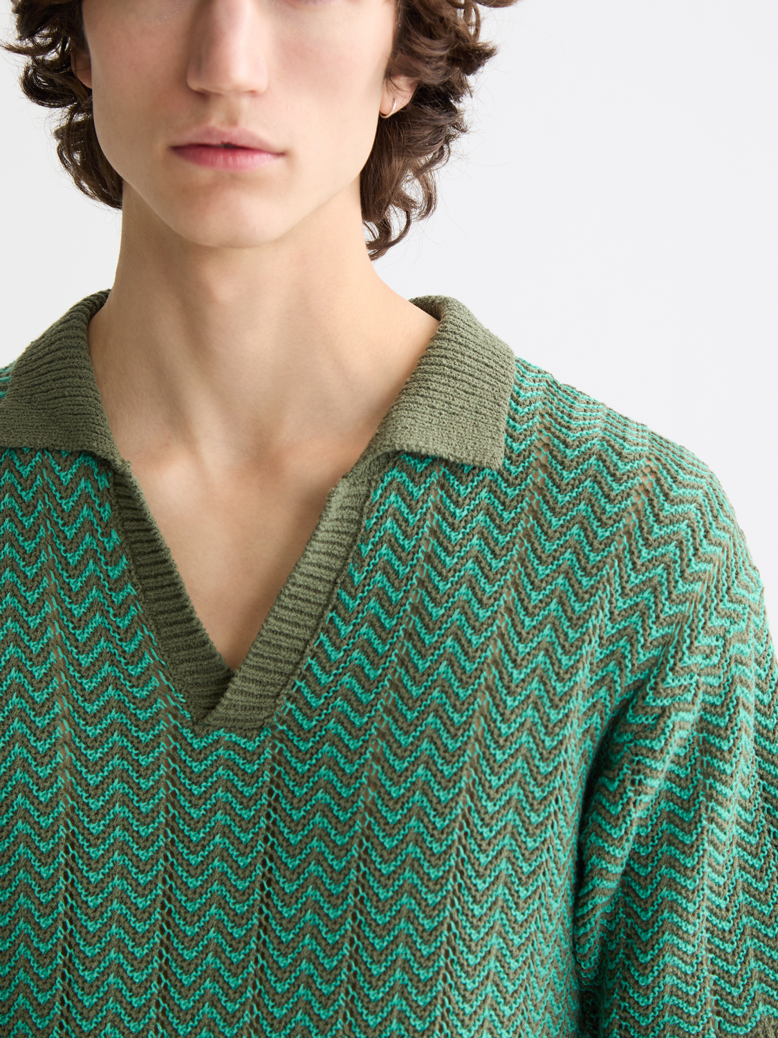 Knitted v-neck polo - Scotch & Soda NZ