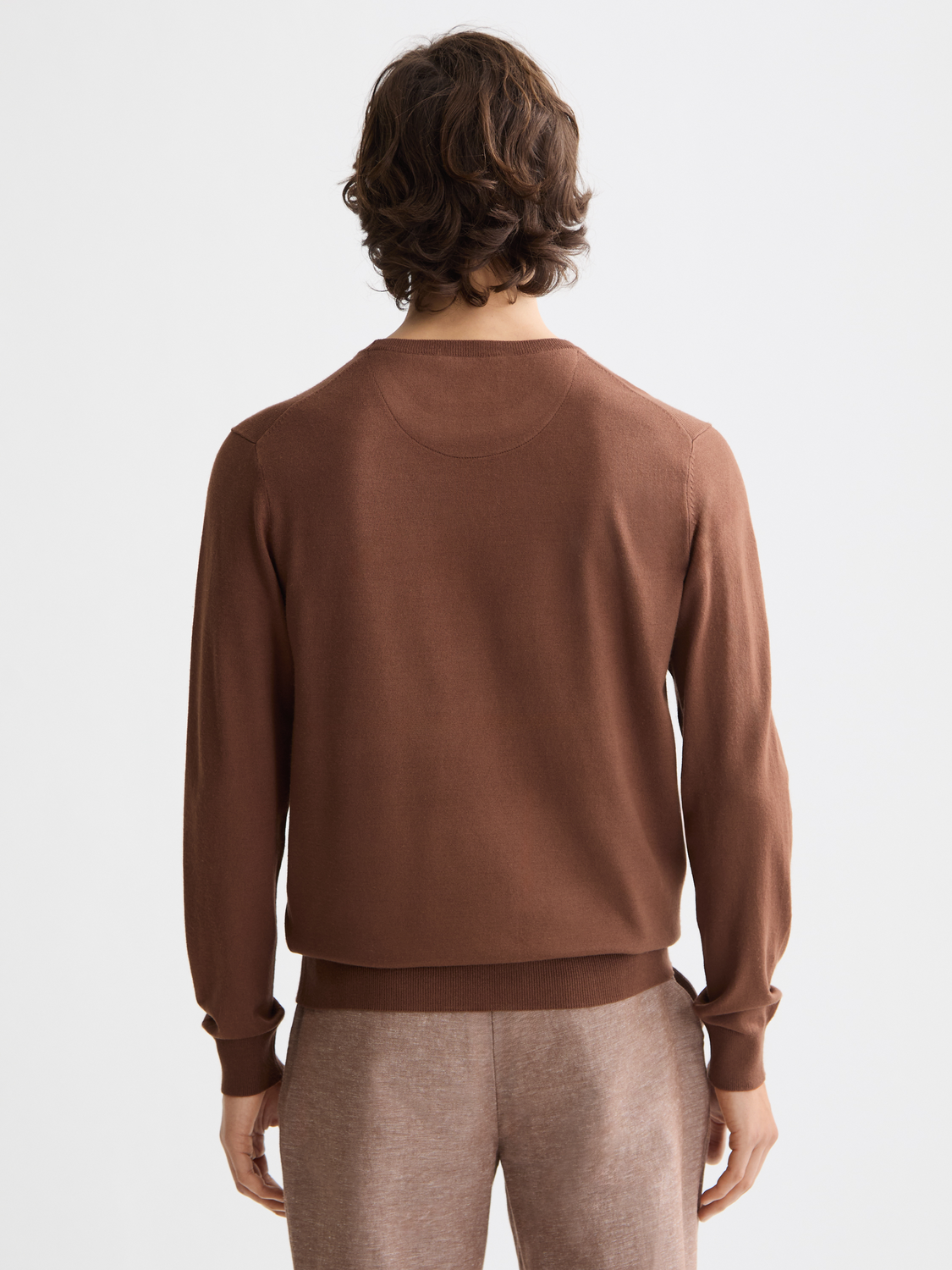 Scarlet red Ecovero-blend knitwear pullover by Scotch & Soda, front view showing soft fabric and classic fit.