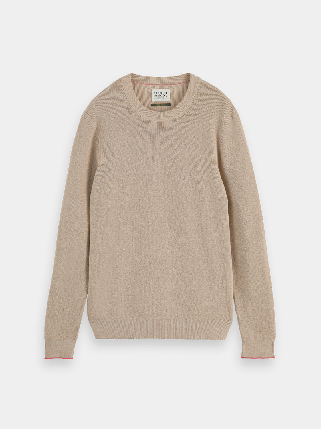 SCOTCH & SODA crewneck pullover in knitwear, featuring a classic design, displayed on a plain background.