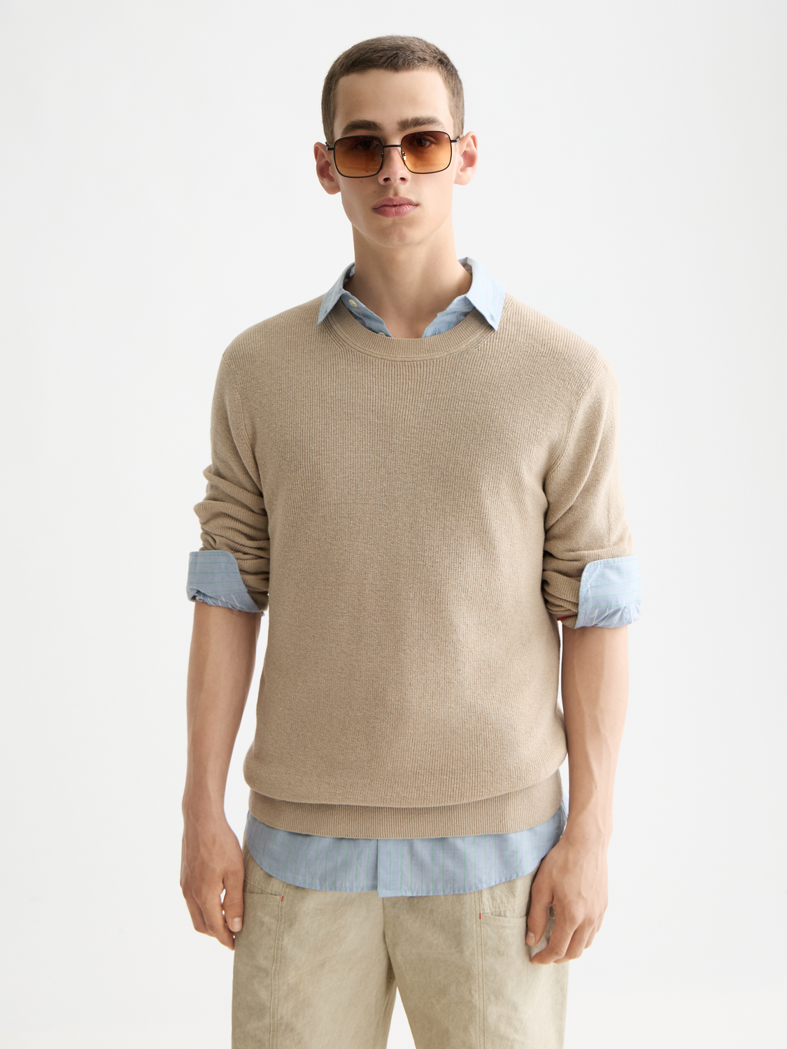 SCOTCH & SODA crewneck pullover knitwear in a cozy, textured fabric, shown in a front view.