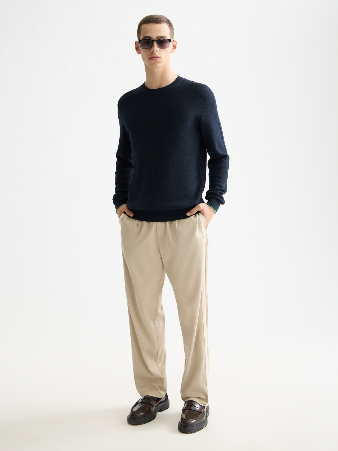 SCOTCH & SODA crewneck pullover knitwear in a neutral color, featuring a classic crewneck design and soft fabric.
