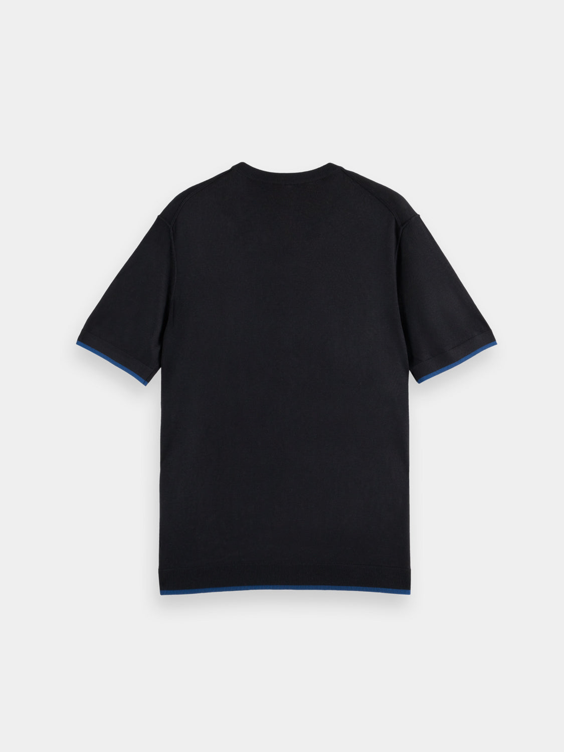 Dark blue knitted T-shirt by Scotch & Soda, featuring a textured knitwear design and a classic crew neckline.