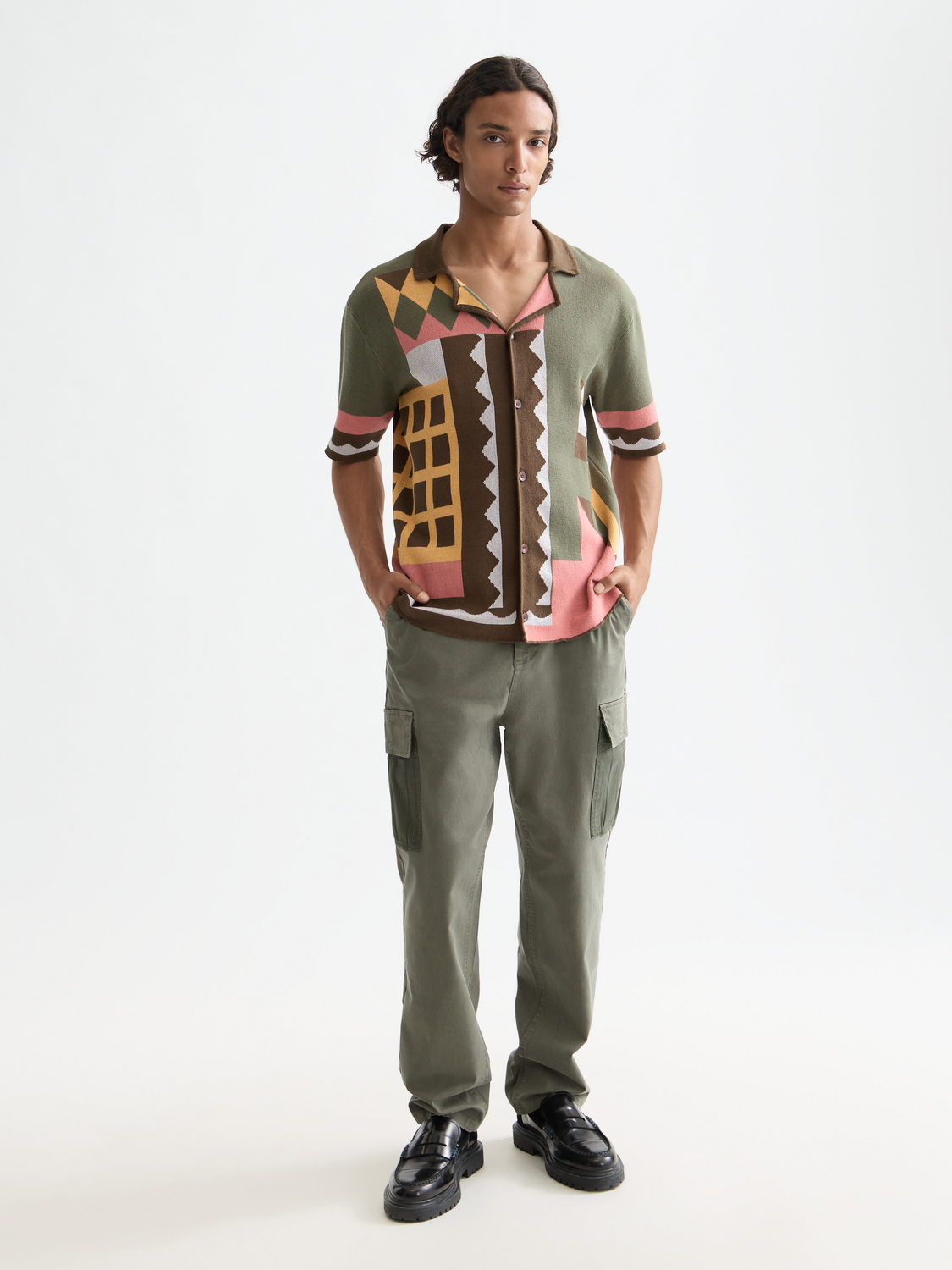 Knitted short-sleeved shirt by Scotch & Soda, featuring a textured knitwear design in neutral tones.