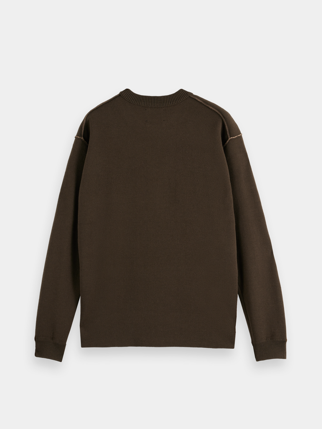 Black Scotch & Soda crewneck pullover featuring a classic knitwear design, shown on a plain background.