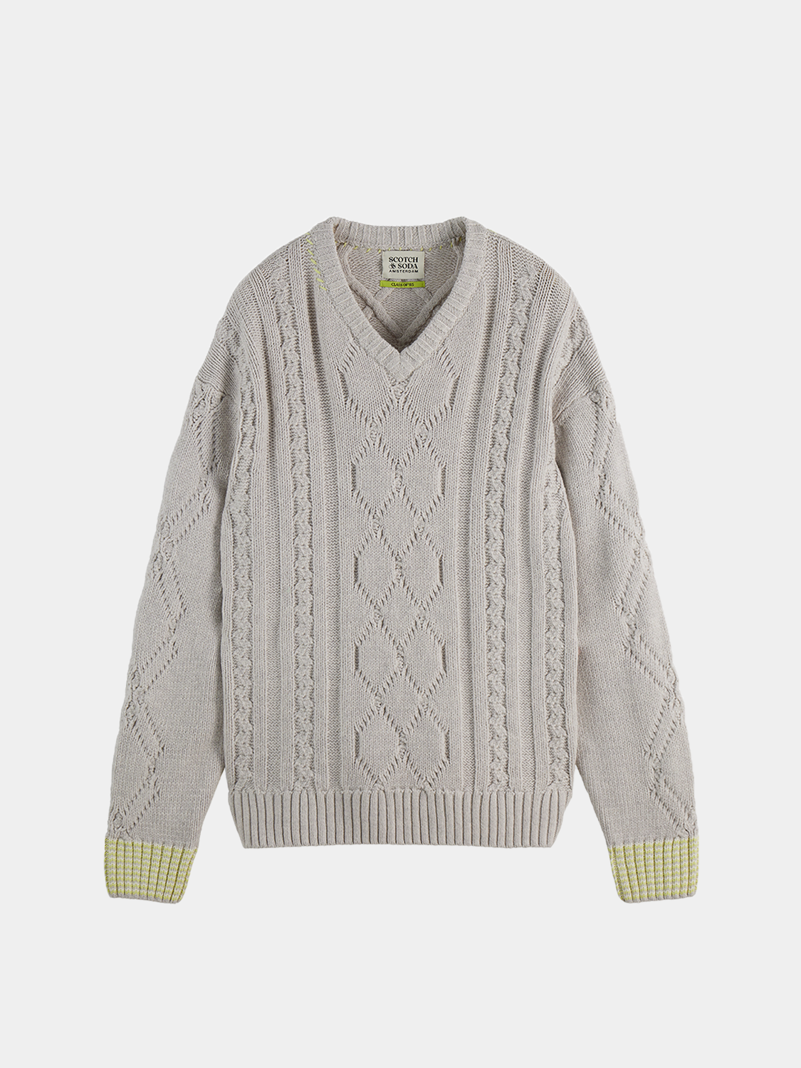 Scotch & Soda V-neck knitwear pullover with a classic fit, featuring ribbed cuffs and hem in soft, cozy fabric.
