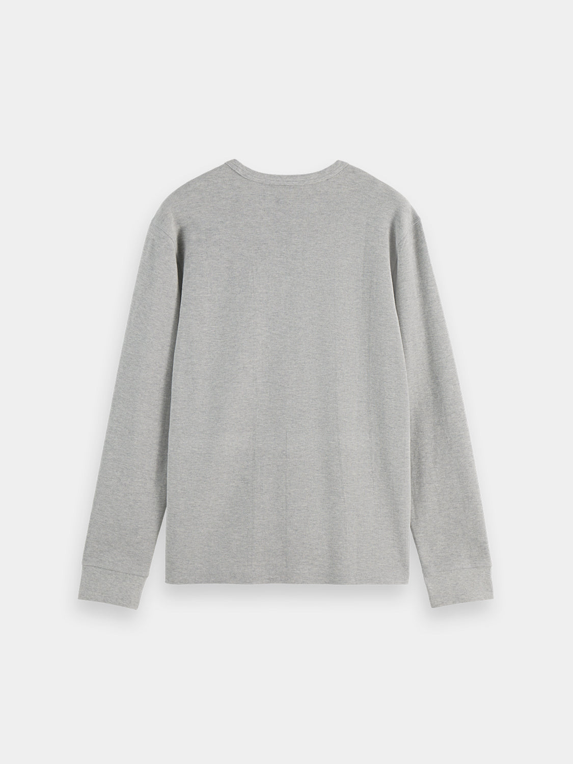 Long-sleeved waffle T-shirt by Scotch & Soda in black, featuring a textured fabric and casual fit.