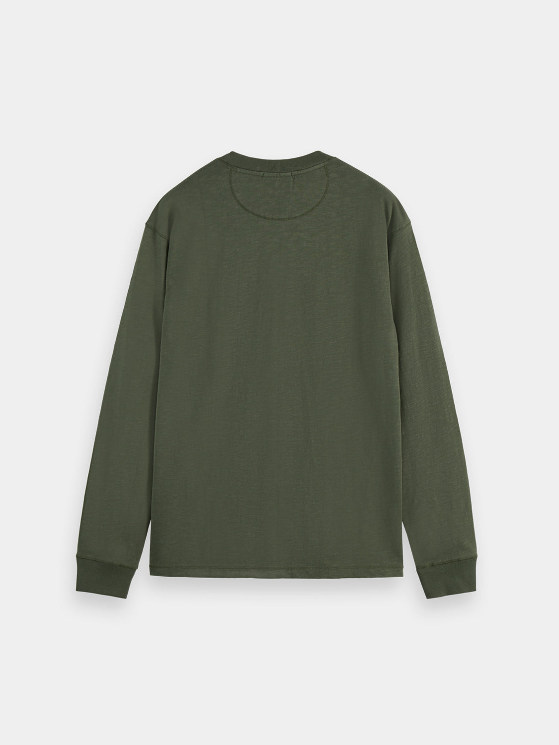 Long sleeve Scotch & SODA Slub Henley T-shirt in dark color, featuring a buttoned neckline and casual fit.