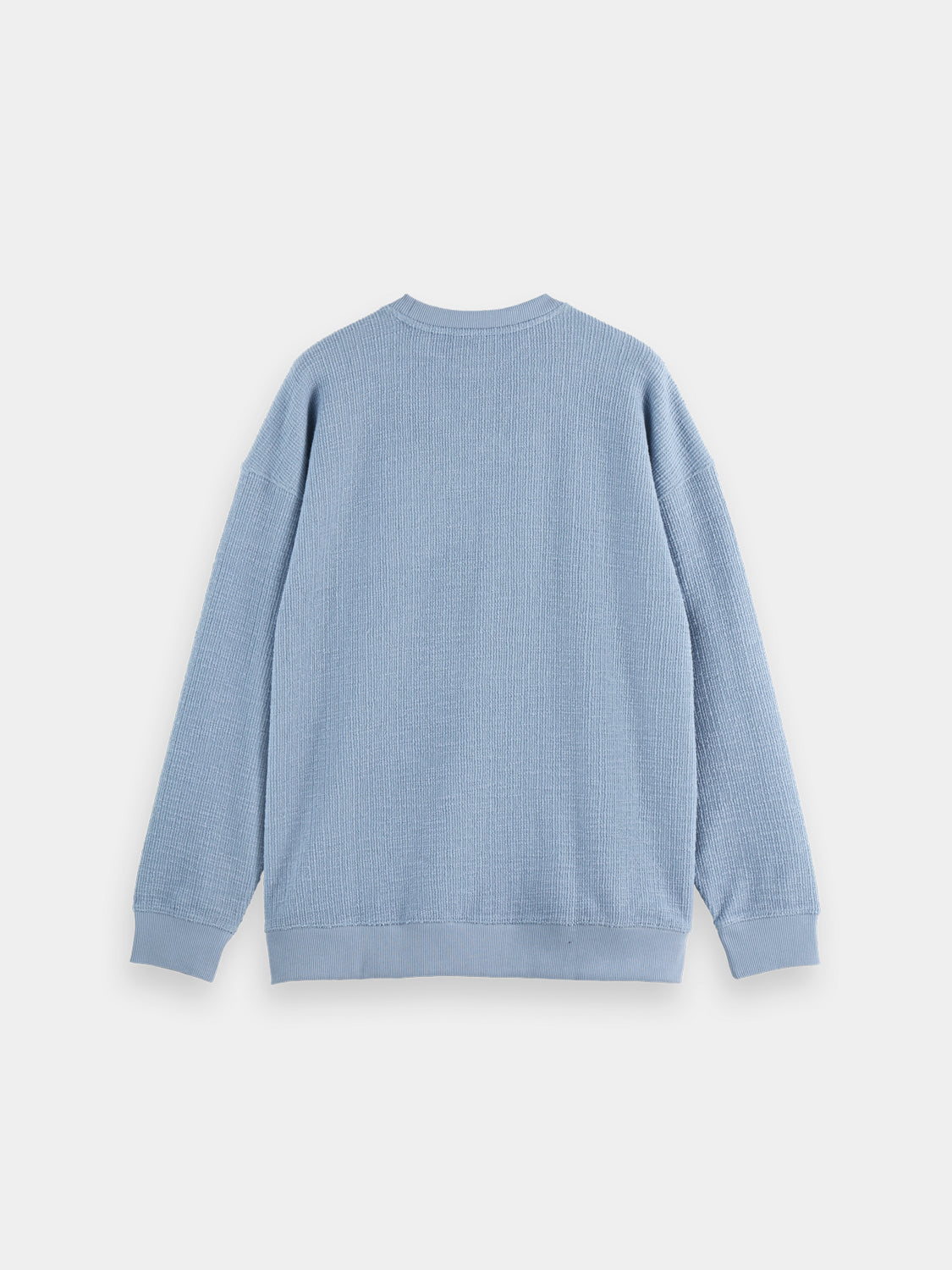 Textured black sweatshirt by Scotch & Soda, casual sweat top with a soft fabric and stylish design, close-up view.