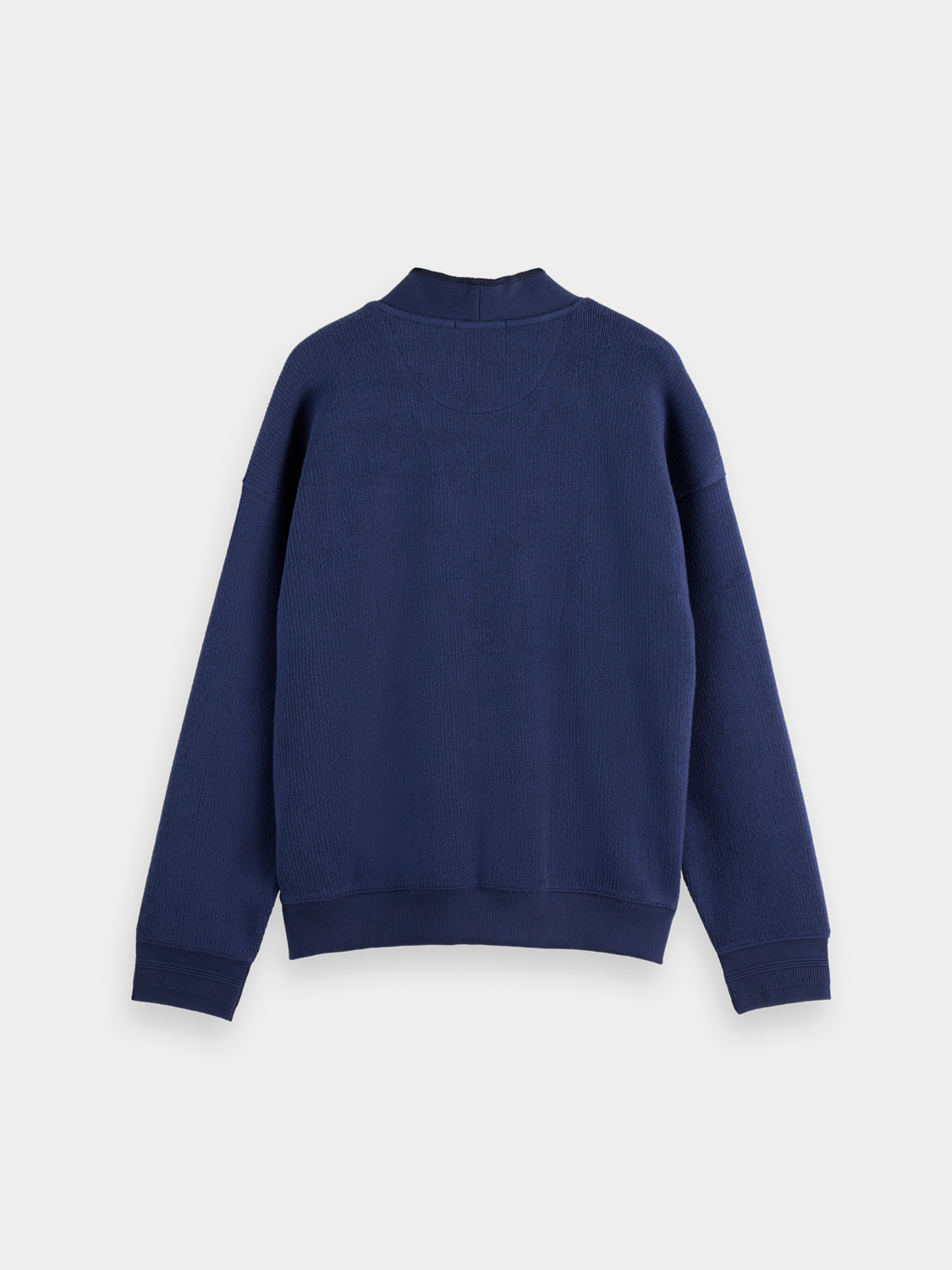 Black Scotch & Soda button-down sweatshirt with collar and front buttons, casual and comfortable for everyday wear.