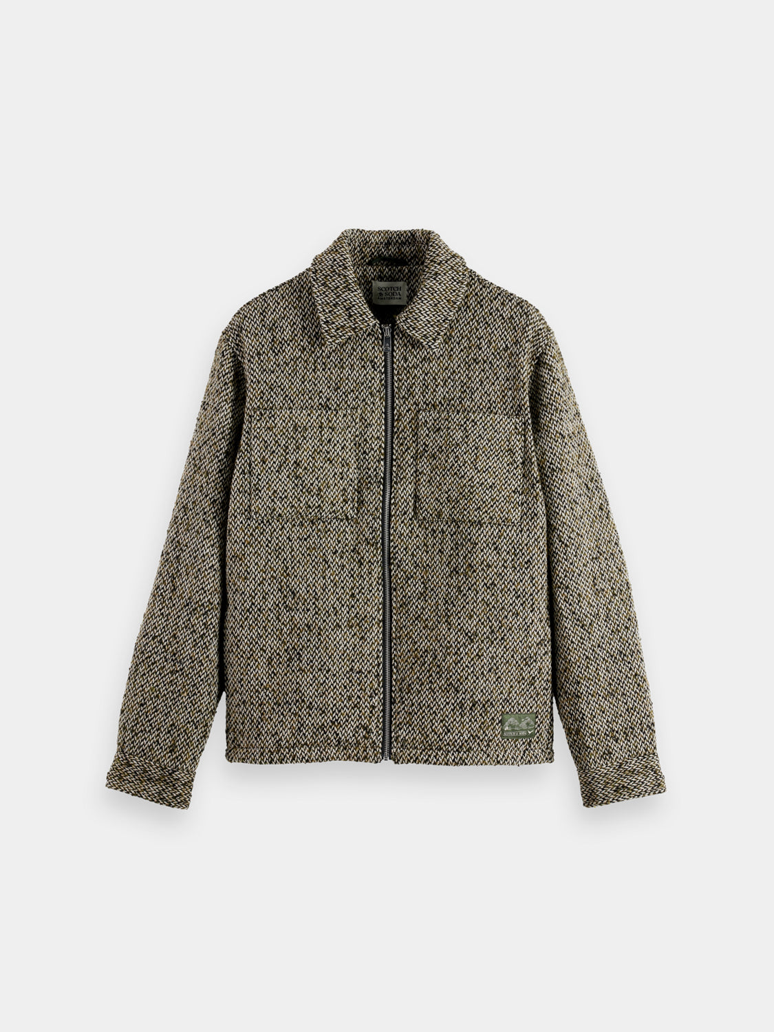 SCOTCH & SODA tweed jacket with tailored fit, featuring classic checkered pattern and textured fabric for stylish outerwear.