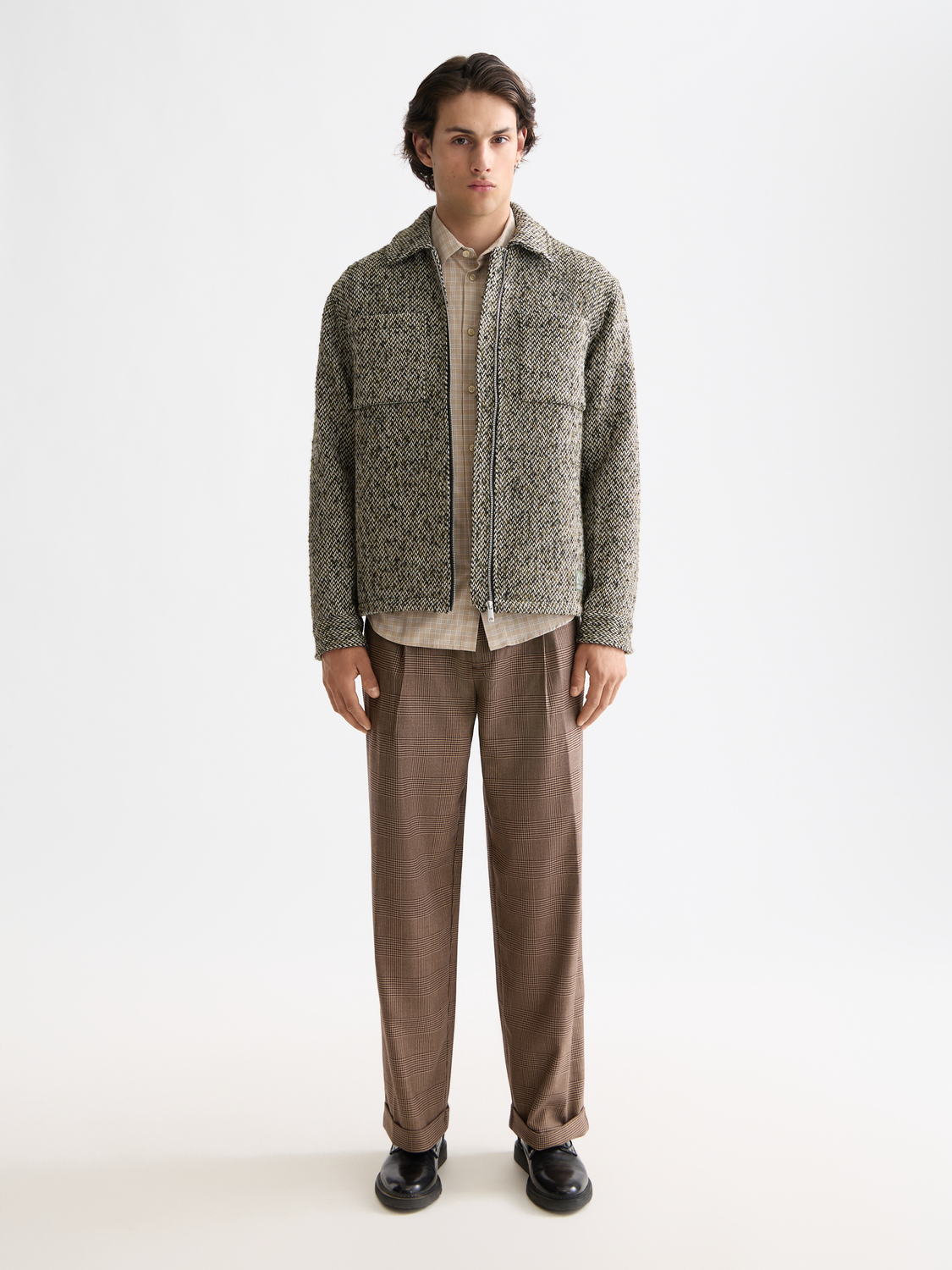 SCOTCH & SODA tweed jacket featuring classic pattern, tailored fit, and stylish lapels, perfect for casual or semi-formal wear.