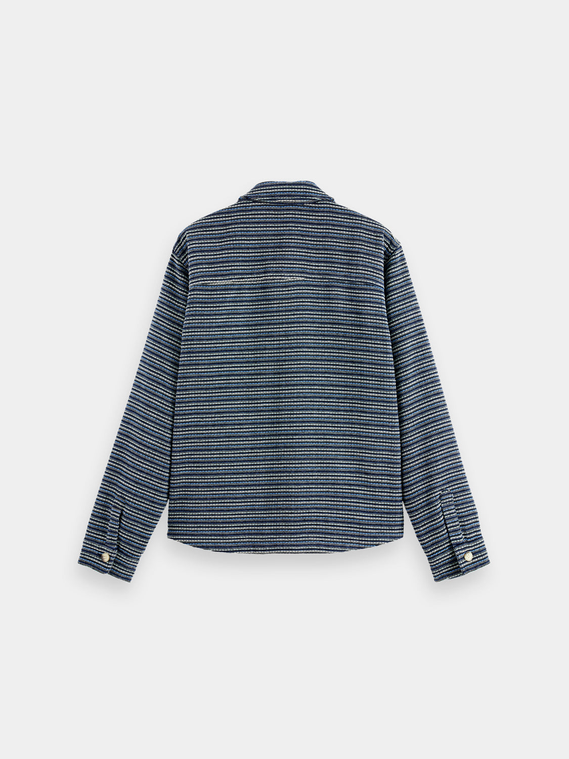 Structured striped overshirt jacket by Scotch & Soda, featuring a casual fit with bold vertical stripes and button closure.