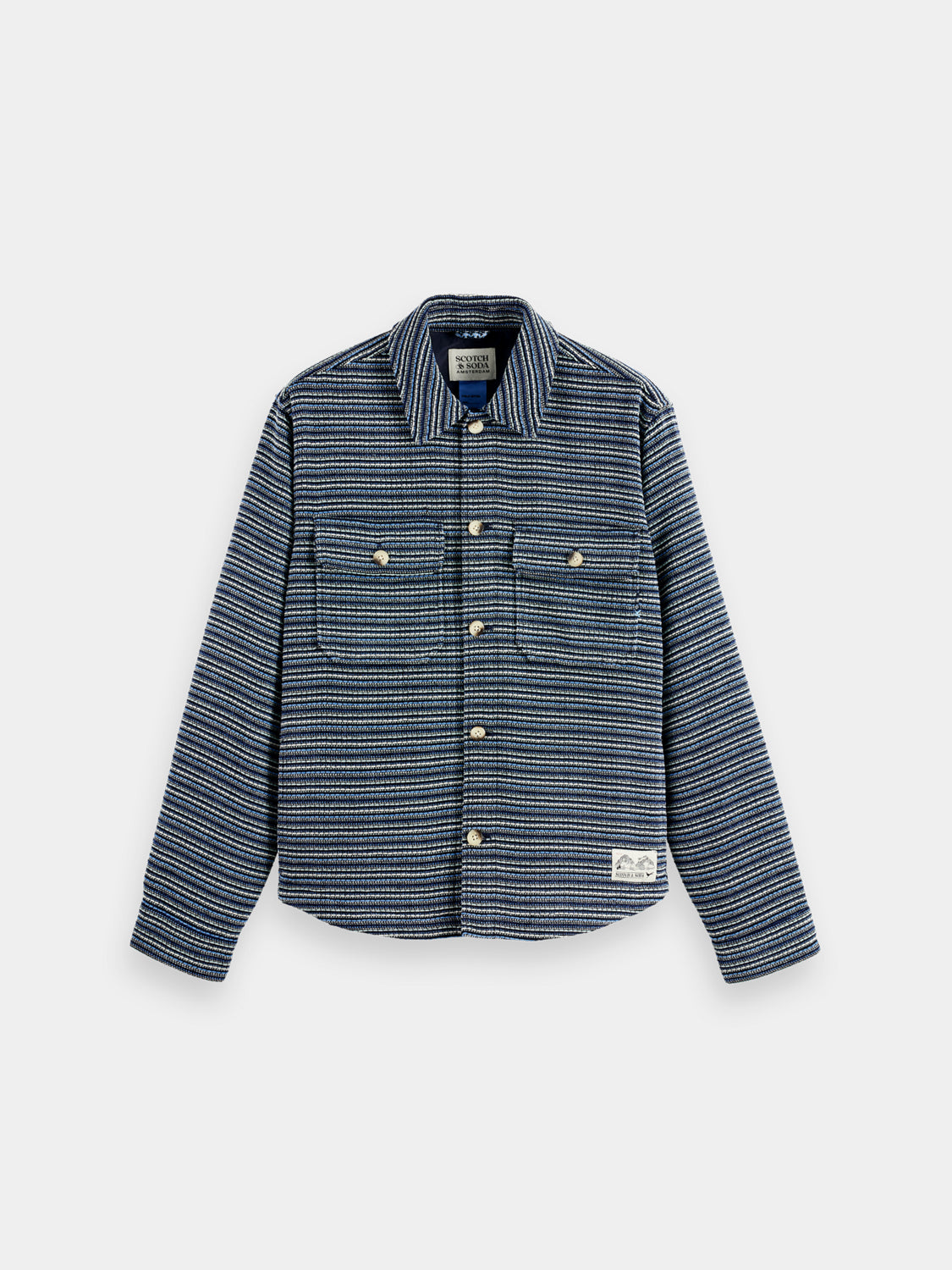 Structured striped overshirt jacket by Scotch & Soda, featuring a fitted design and bold stripe pattern.