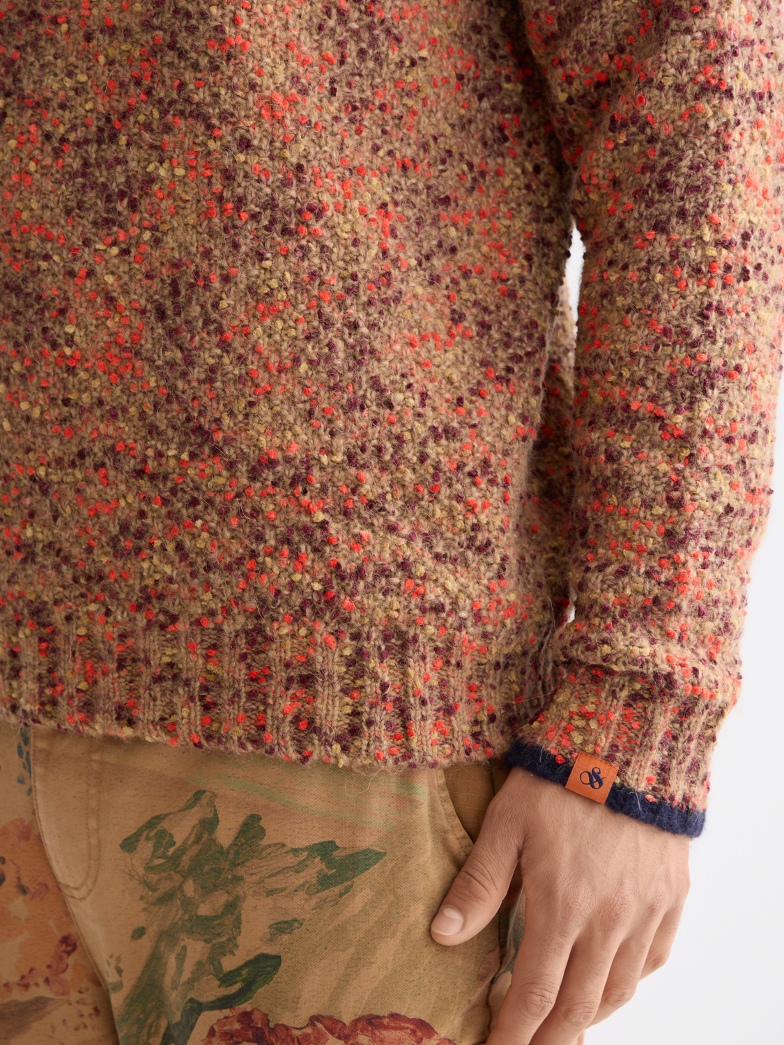 Cream chunky slub knit pullover by Scotch & Soda featuring a relaxed fit and textured fabric.