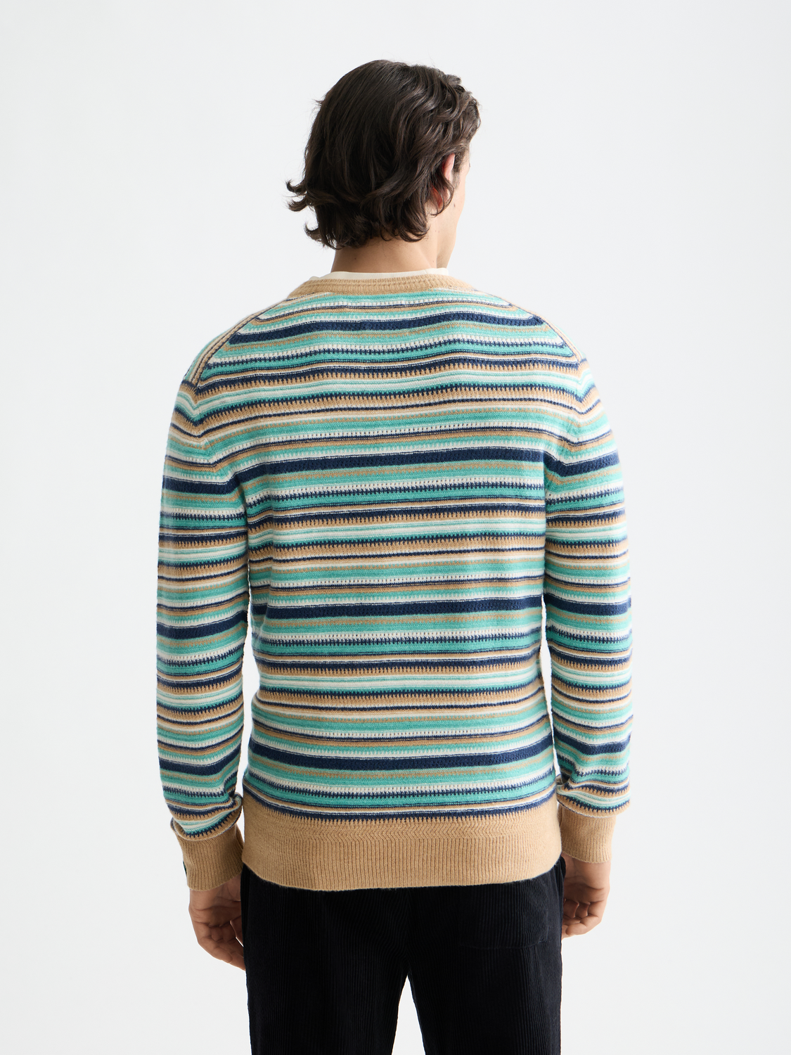 Striped Scotch & Soda knitwear pullover with a relaxed fit, featuring bold horizontal stripes and a classic crew neckline.