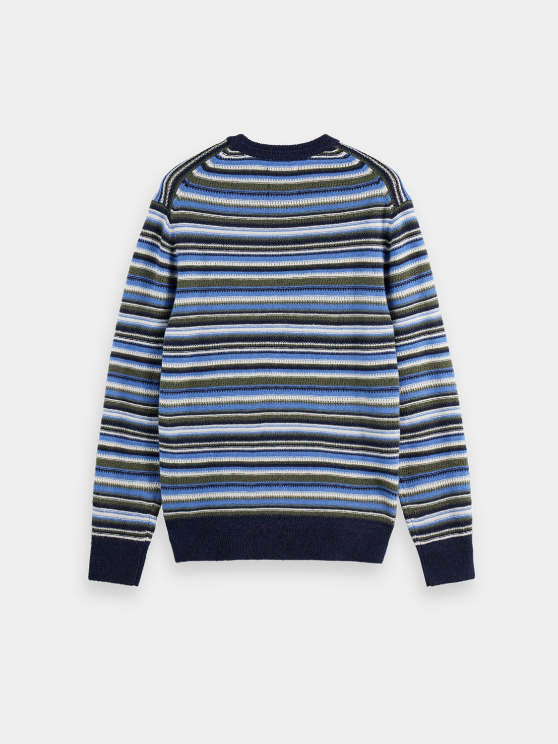 Black and white striped Scotch & Soda knitwear pullover with a classic crewneck design.