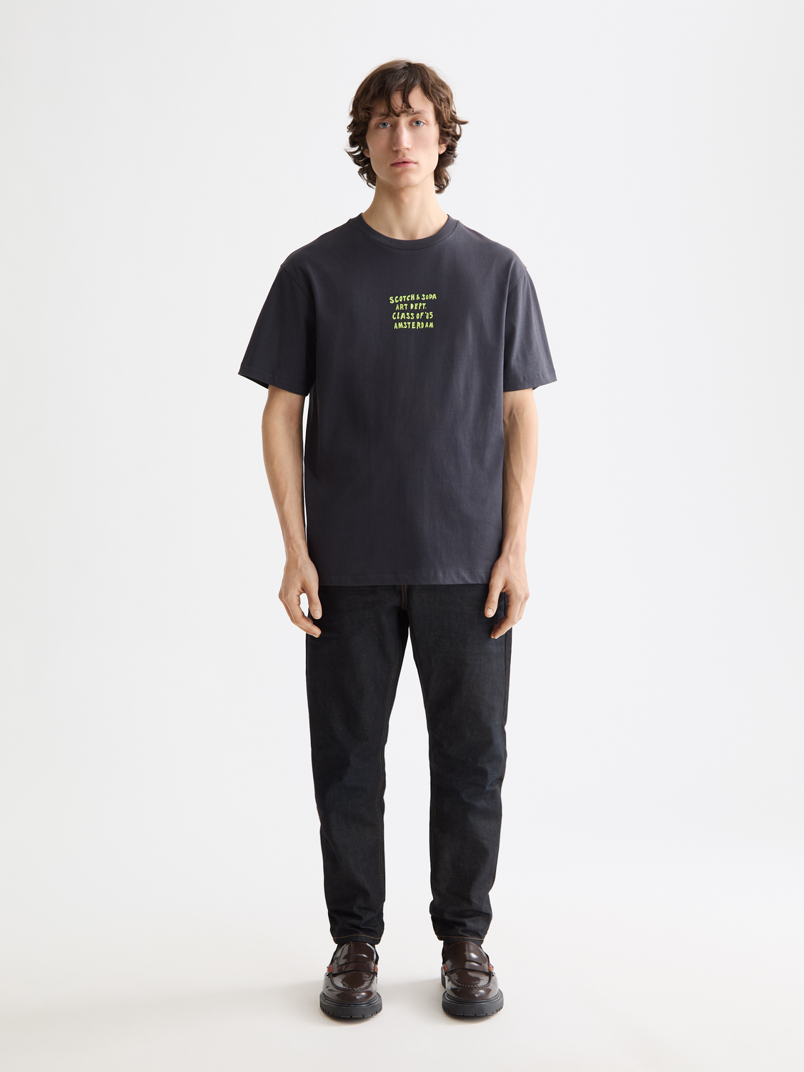SCOTCH & SODA short-sleeve artwork t-shirt featuring a creative printed design on lightweight cotton fabric.