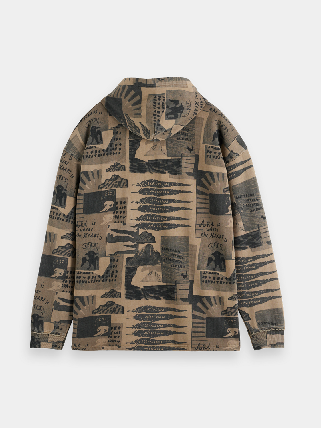 Printed hoodie from Scotch & Soda, soft sweats with stylish graphic design, shown from the back.