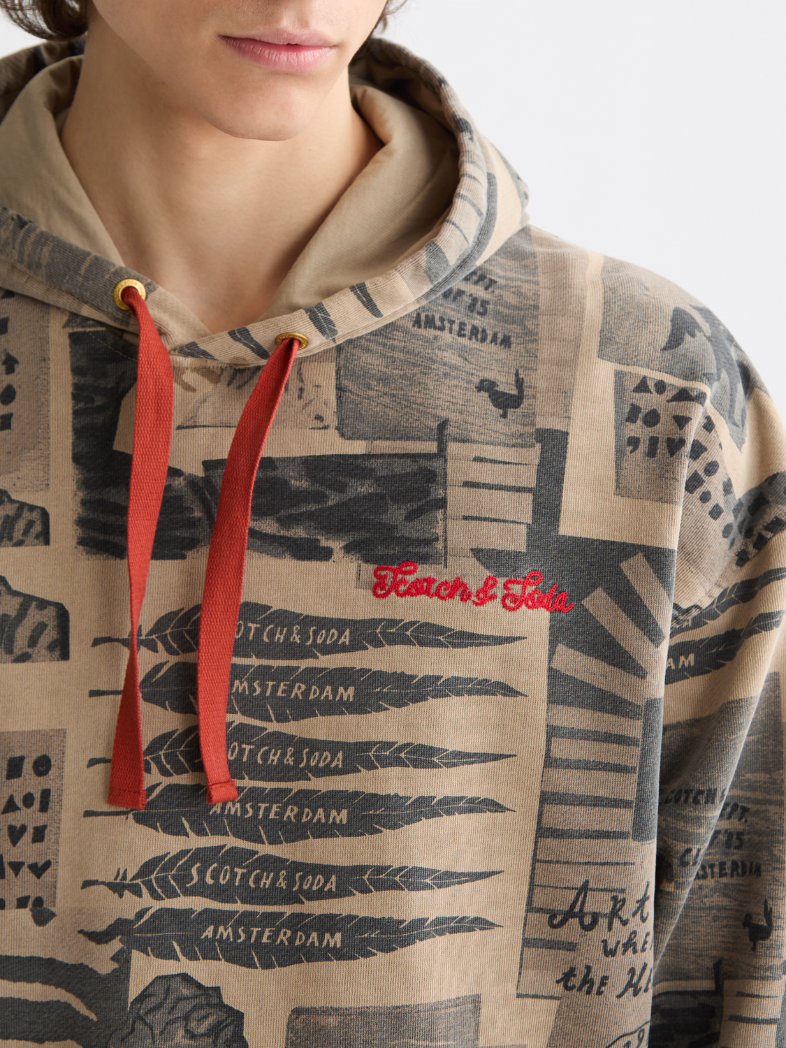 Printed hoodie from Scotch & Soda featuring a stylish design, made of comfortable sweats fabric, perfect for casual wear.