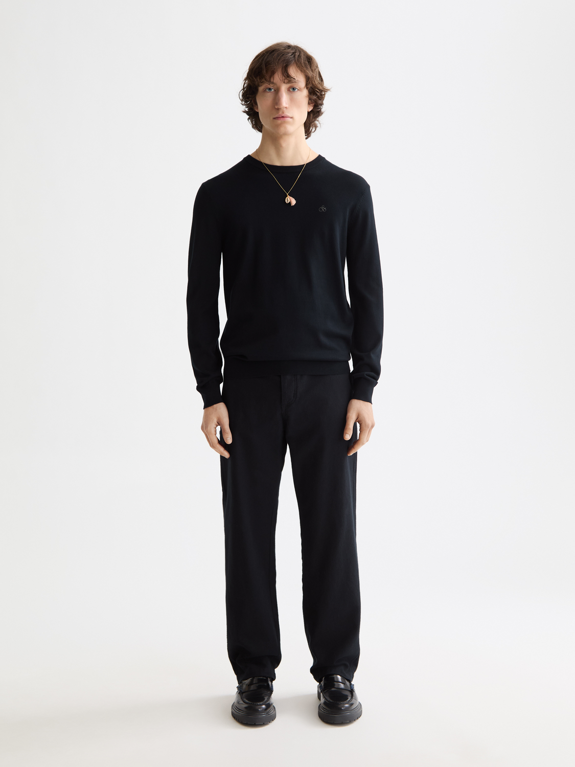 Scotch & Soda Verve straight-fit pants in a neutral color, shown from the front on a white background.