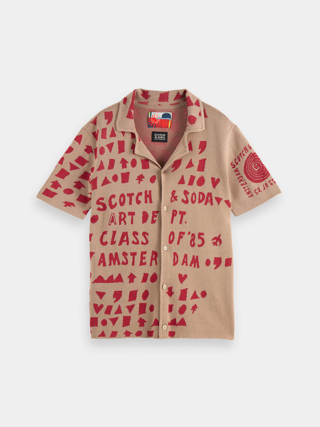 Jacquard knitted shirt from Scotch & Soda featuring intricate knit patterns and a classic crewneck design.