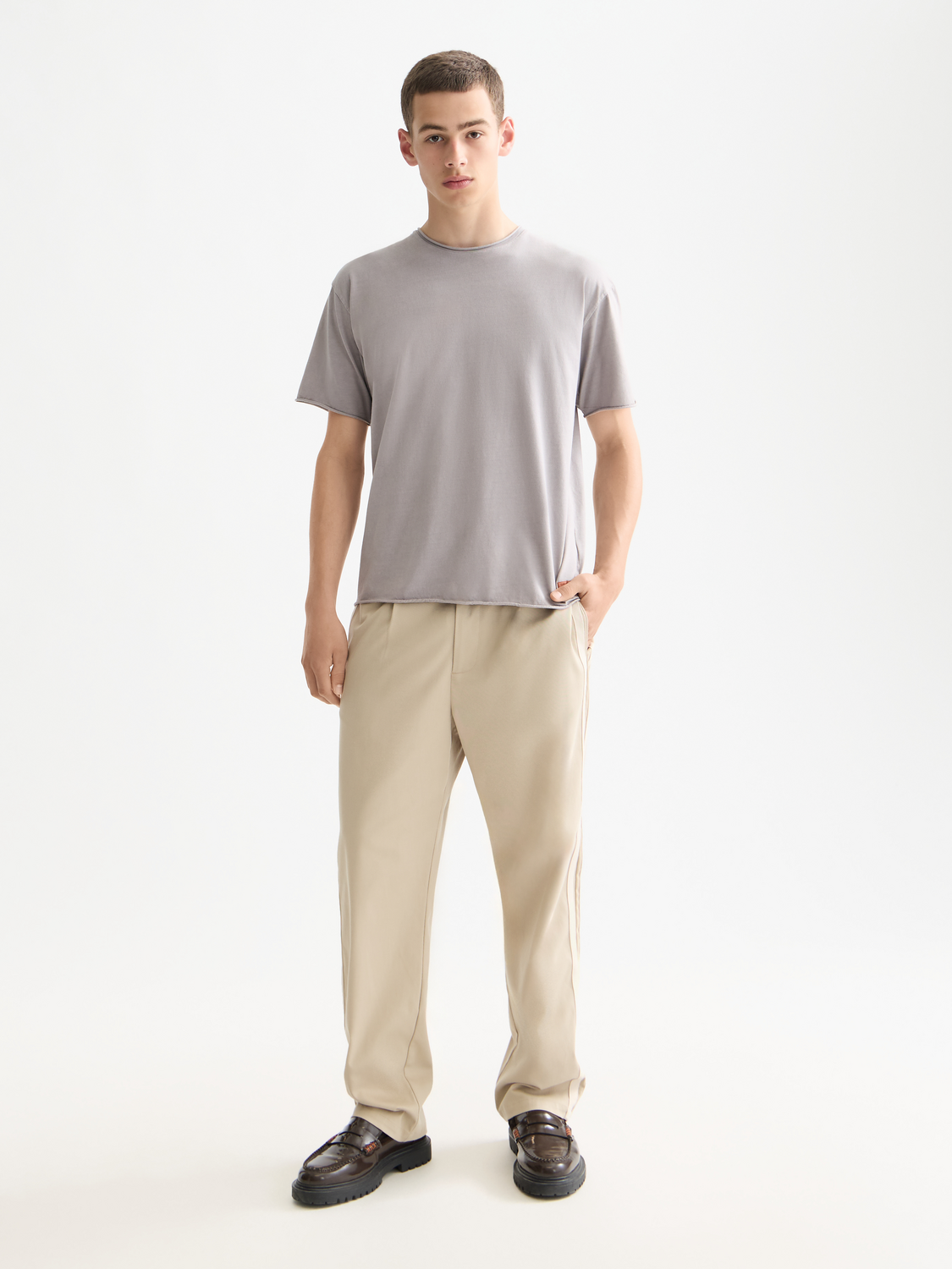 Raw edge Scotch & Soda short sleeve T-shirt with a casual fit and raw hem detail, displayed on a plain background.