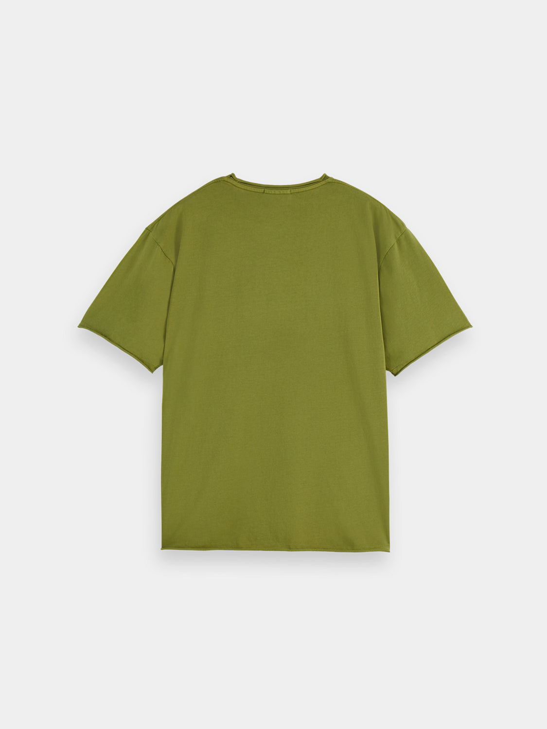 Black raw edge short sleeve T-shirt from Scotch & Soda, casual fit with distressed hem and soft cotton fabric.