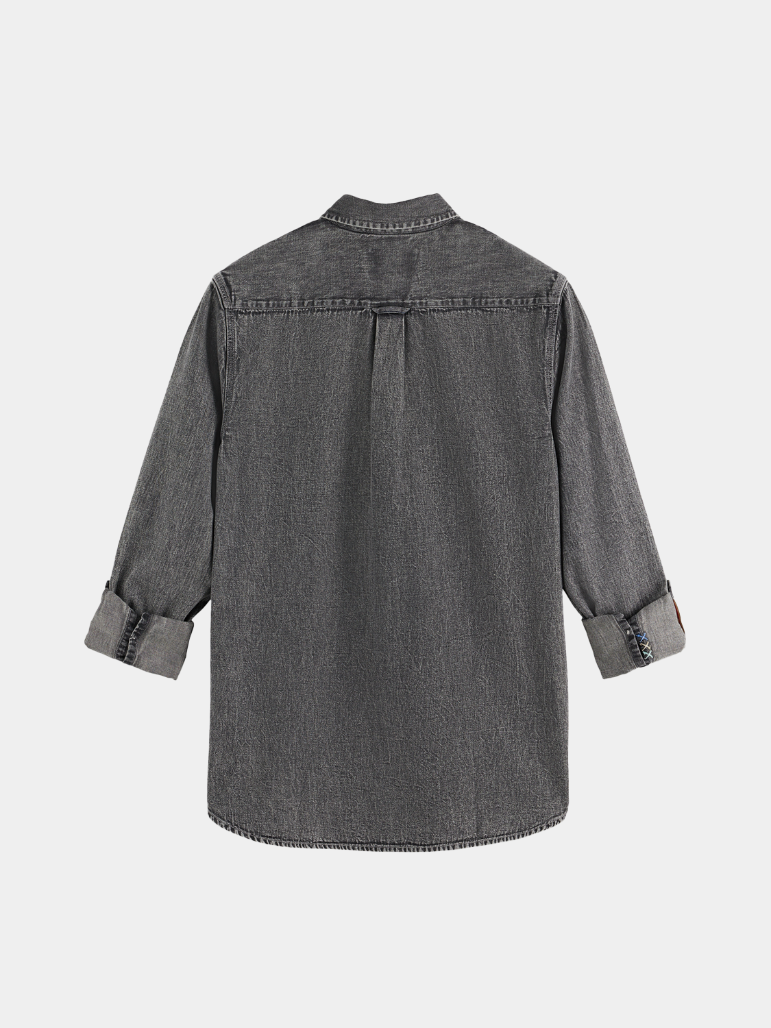 Long sleeve washed shirt from Scotch & Soda, featuring a casual fit and soft fabric in a dark color.