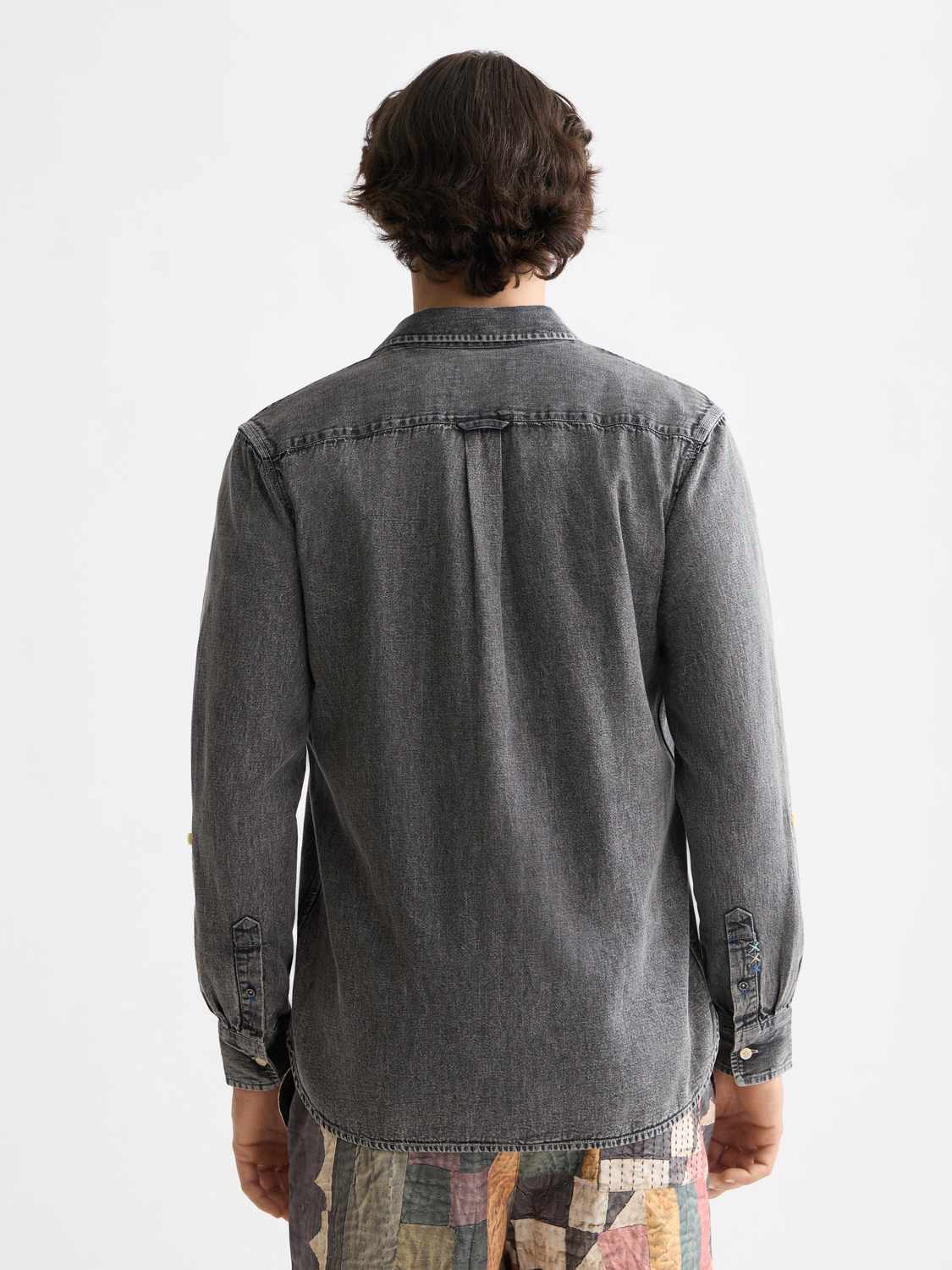 Long sleeve washed shirt by Scotch & Soda, showing the back view with a casual, slightly faded fabric and relaxed fit.