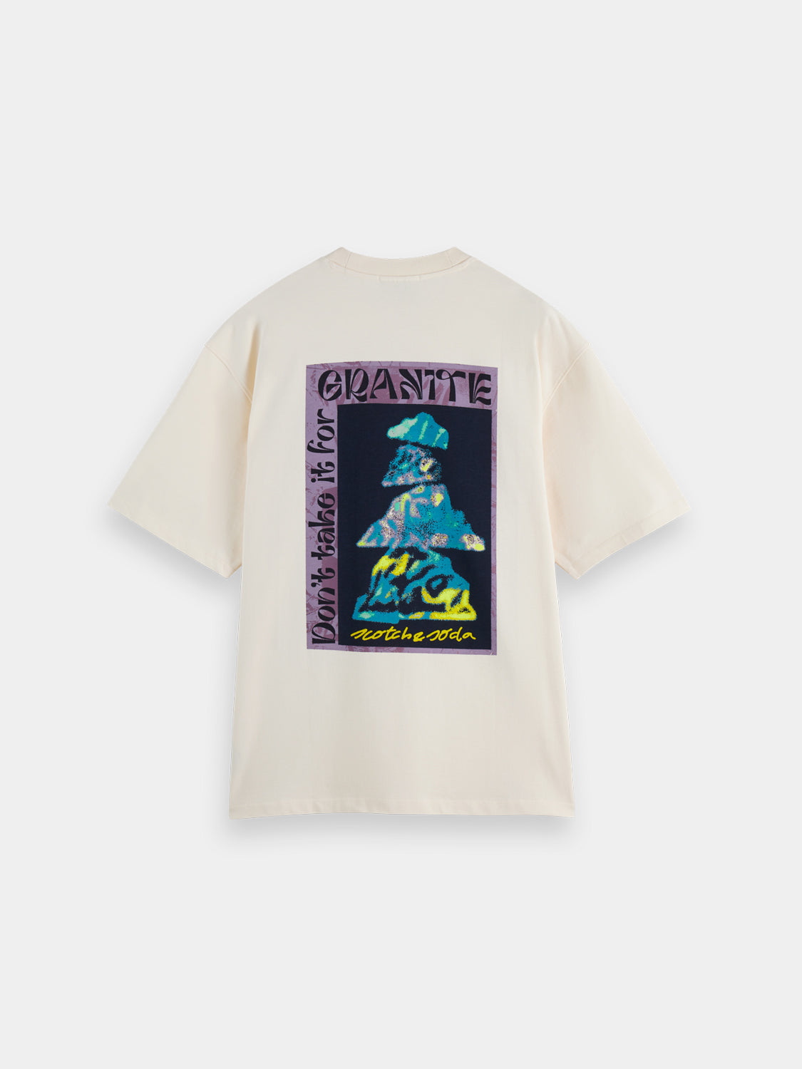Short sleeve Scotch & Soda artwork T-shirt featuring a colorful graphic design on a casual cotton tee.
