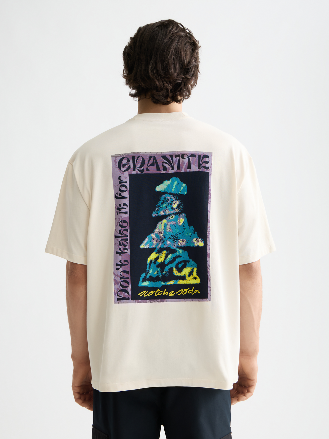 SCOTCH & SODA artwork short-sleeve T-shirt featuring a colorful graphic design on the front.