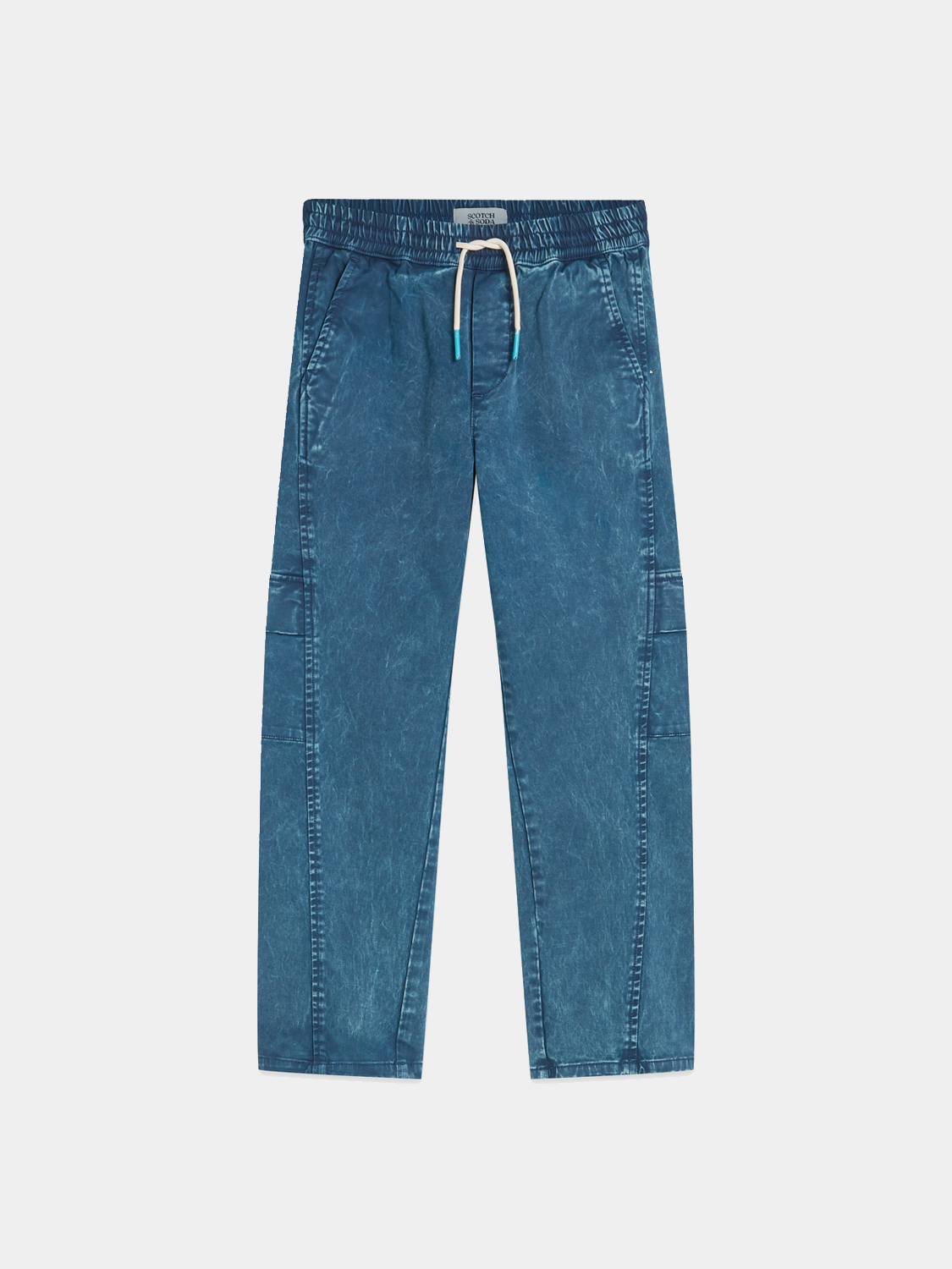 Kids' garment-dyed pants by Scotch & Soda, featuring a casual fit and soft, colorful fabric.