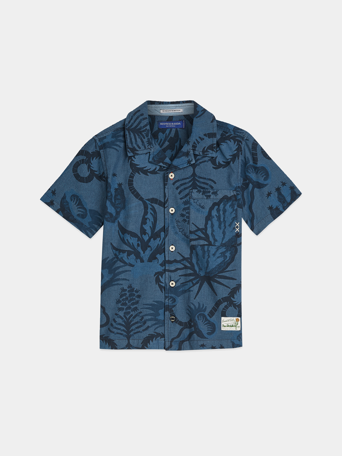 Kids' printed short-sleeved shirt by Scotch & Soda, featuring colorful patterns and a comfortable fit for children.