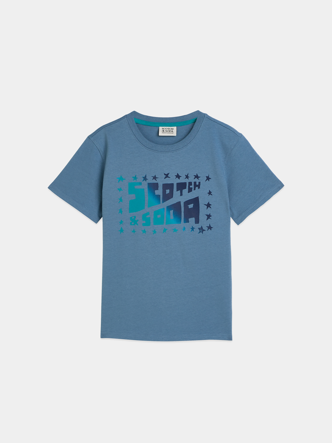 Kids' artwork T-shirt by Scotch & Soda featuring short sleeves and colorful graphic design on soft fabric.