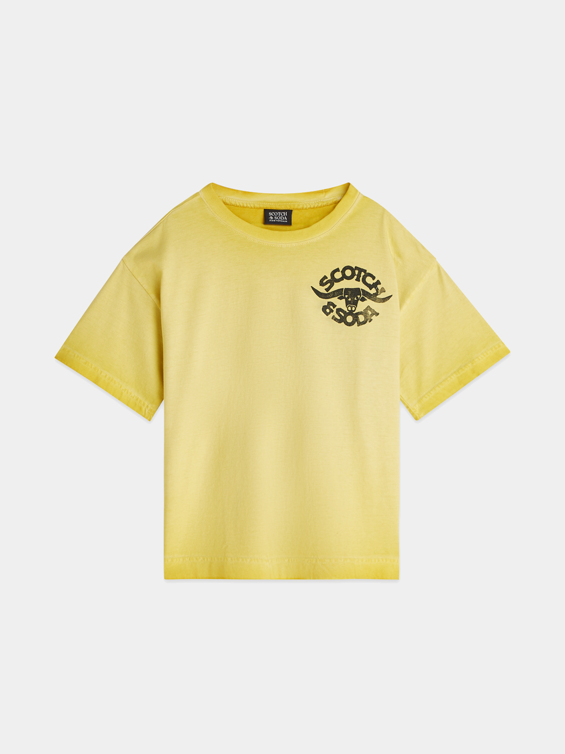 Kids' short sleeve artwork T-shirt by Scotch & Soda featuring colorful graphic design on soft cotton fabric.