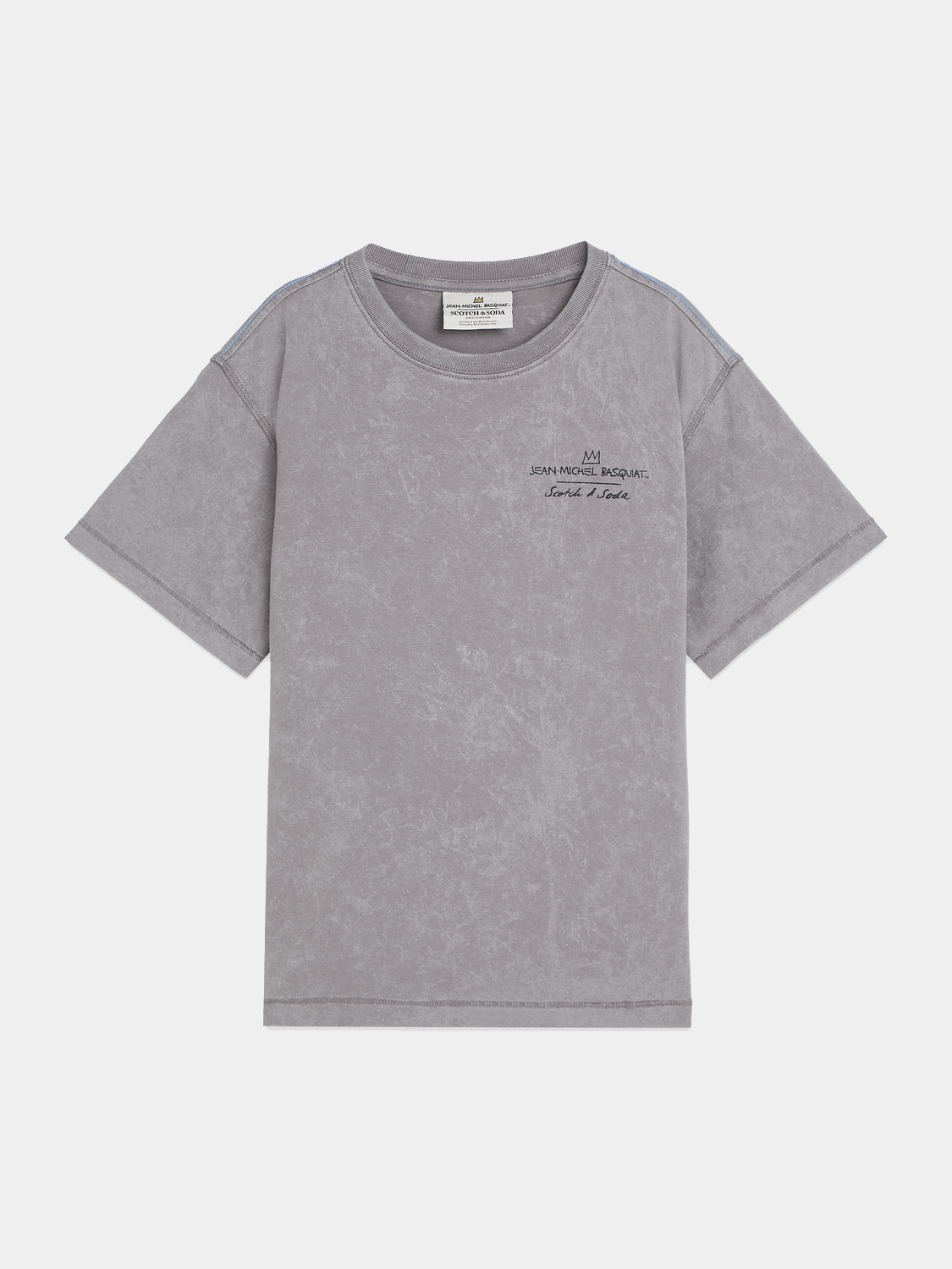 Kids' short-sleeve t-shirt featuring S&S x Basquiat artwork, with colorful graphic print on a Scotch & Soda branded tee.