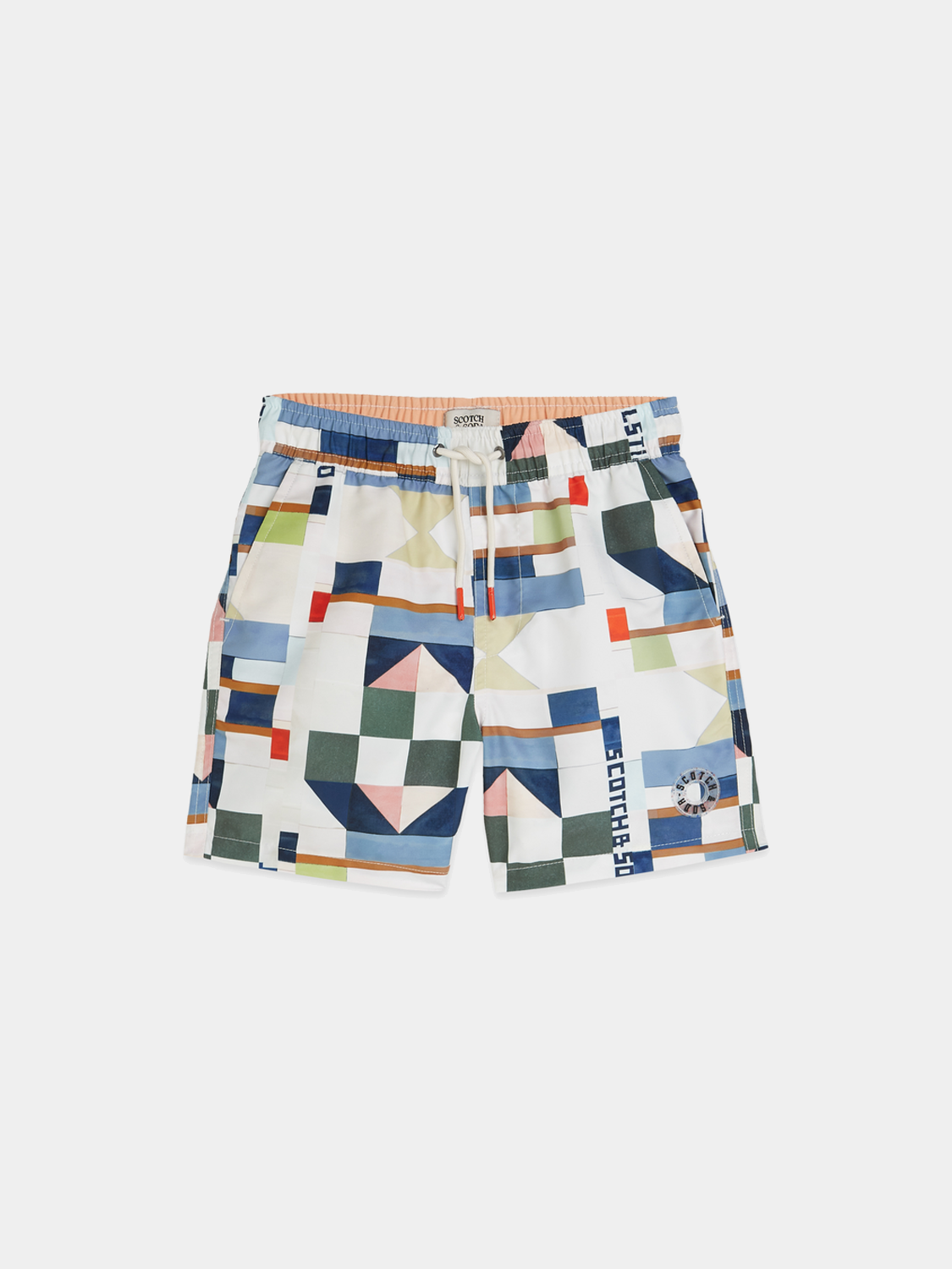 Kids printed swimshorts by Scotch & Soda featuring colorful patterns and lightweight fabric for comfortable swimming and beachwear.