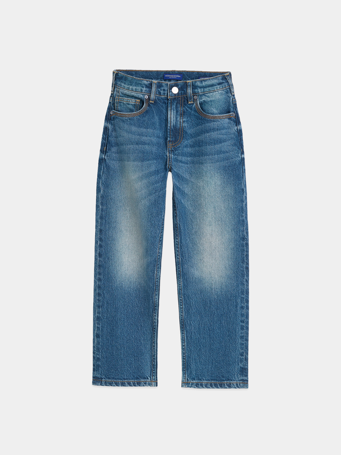 Kids' loose-fit denim jeans by Scotch & Soda, featuring casual style and comfortable fit, shown on a child model.