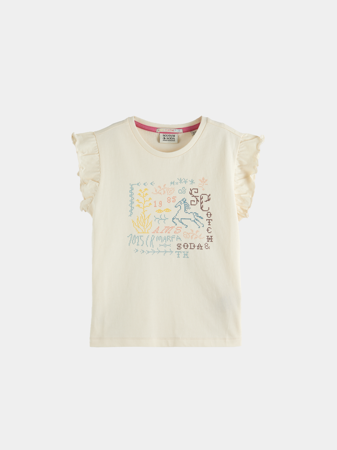 Kids artwork T-shirt by Scotch & Soda, short sleeve tee with colorful design, soft fabric, and playful print.