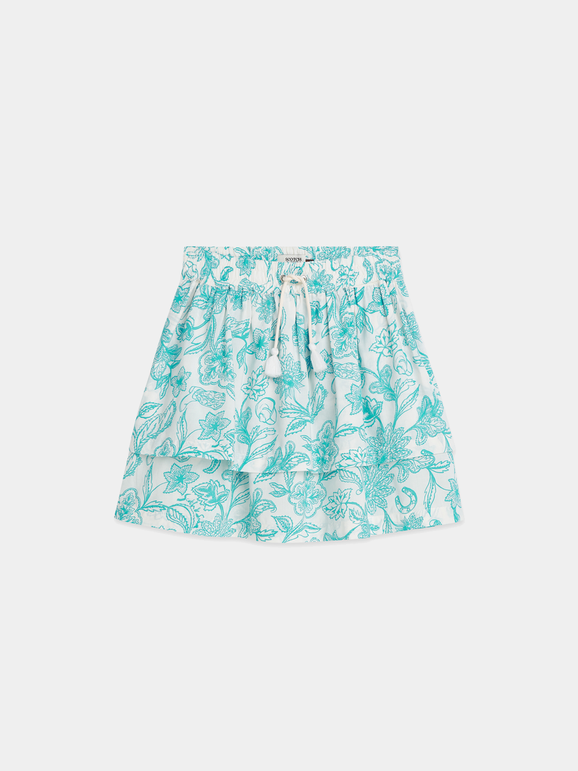 Kids' printed ruffle skirt by Scotch & Soda with colorful floral patterns and layered ruffle design.