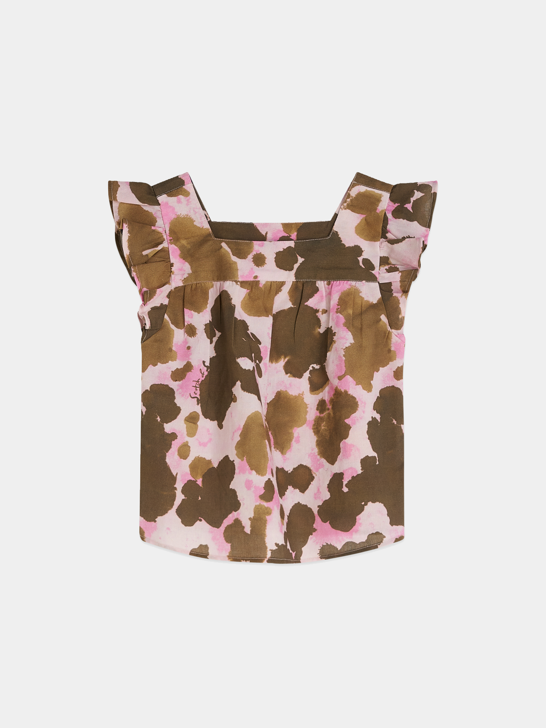 Kids' printed ruffle sleeve woven top by Scotch & Soda featuring colorful patterns and ruffle details on the sleeves.