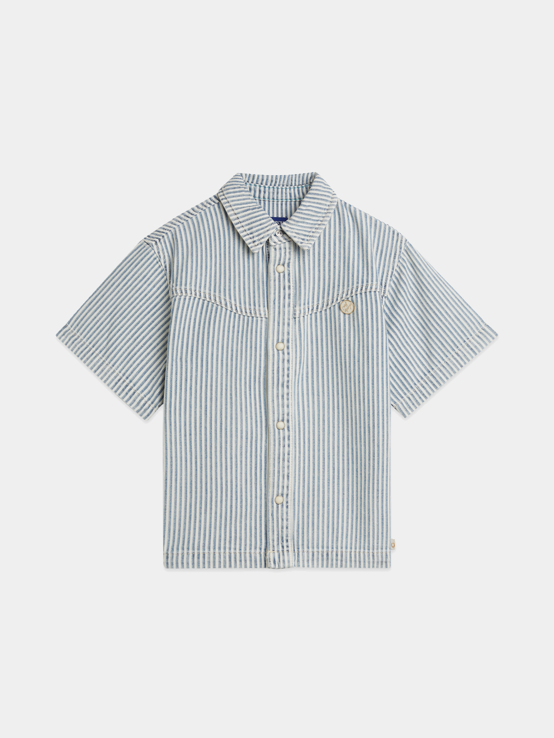 Kids' denim short-sleeved shirt by Scotch & Soda, casual summer top with button front and classic denim fabric.
