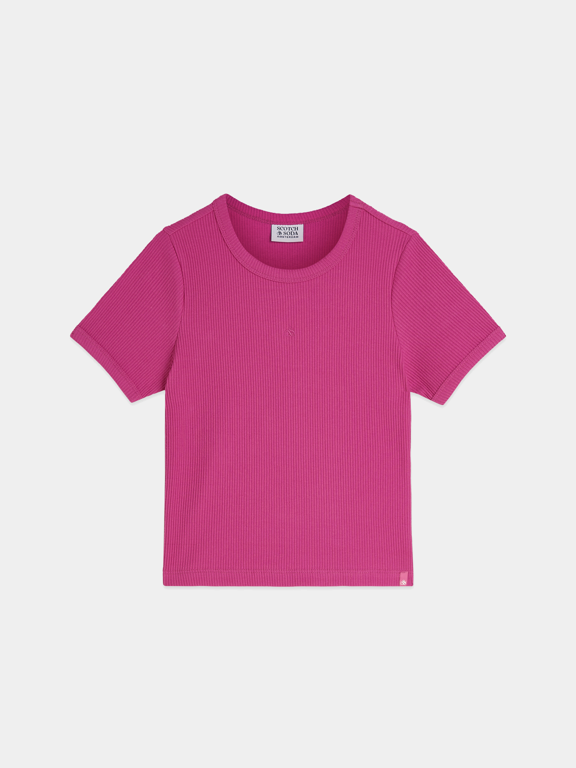 Kids' ribbed short-sleeve T-shirt by Scotch & Soda, featuring a comfortable fit and classic ribbed texture.