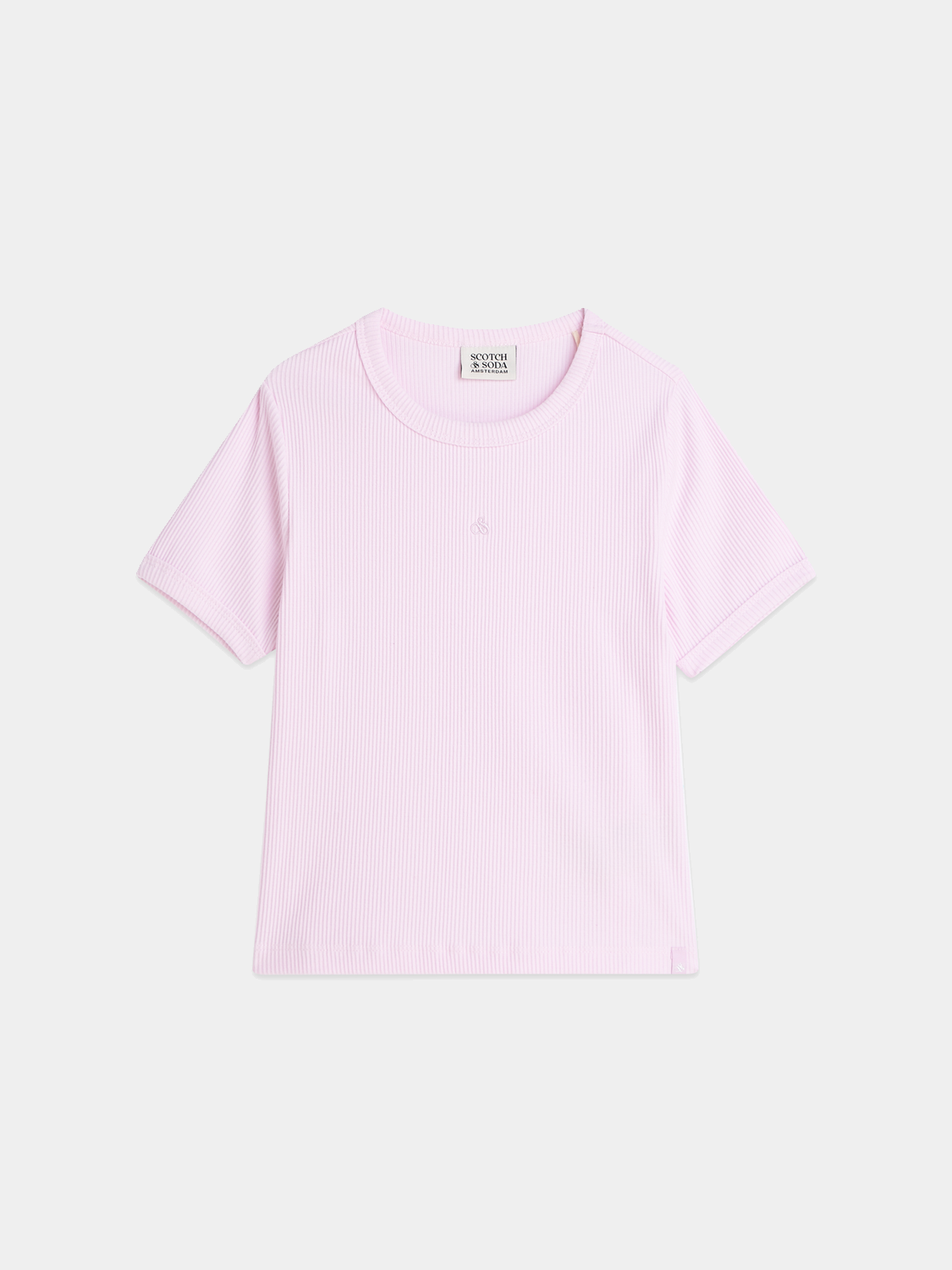 Kids' ribbed short-sleeve t-shirt by Scotch & Soda, featuring a comfortable fit and ribbed texture in a versatile design.