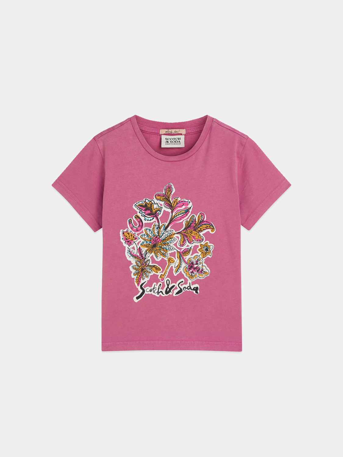 Kids artwork T-shirt by Scotch & Soda featuring colorful graphic design on a short-sleeve tee.