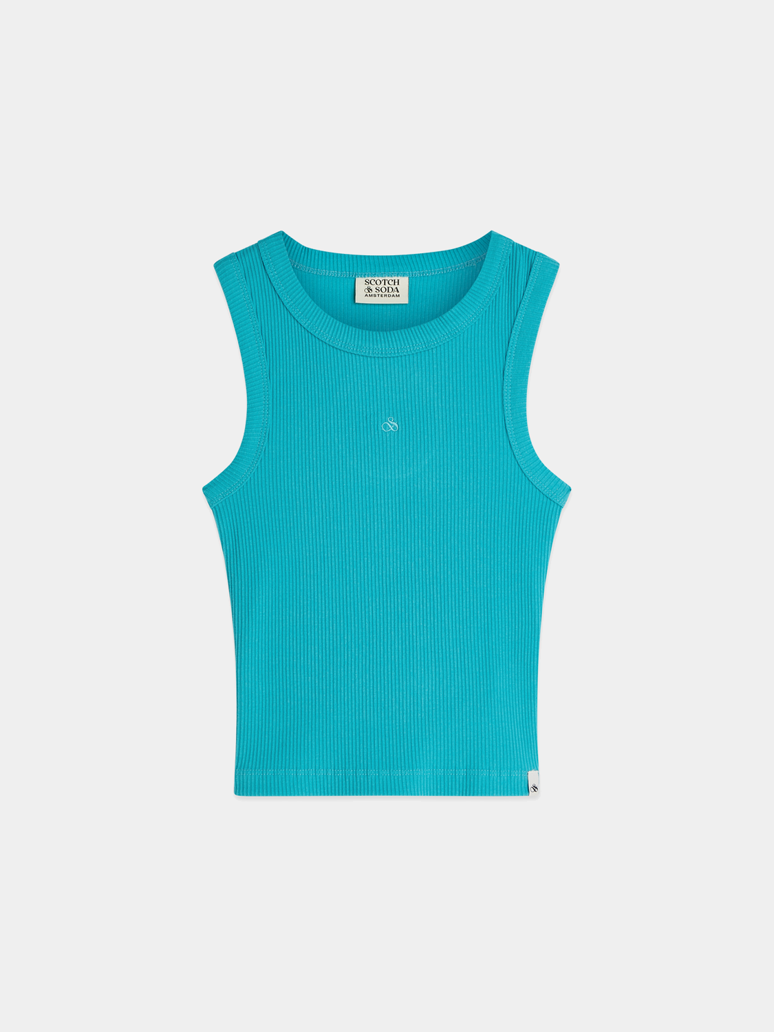 Kids' ribbed tank top by Scotch & Soda, showing a close-up of the soft, ribbed fabric in a vibrant color.