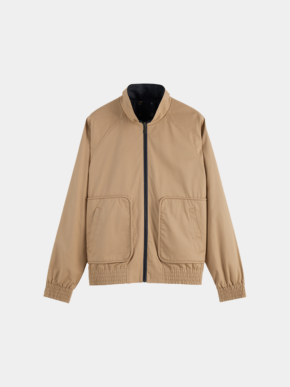 Reversible jacket by Scotch & Soda, showing both outer patterned and inner solid color sides, stylish and versatile outerwear.
